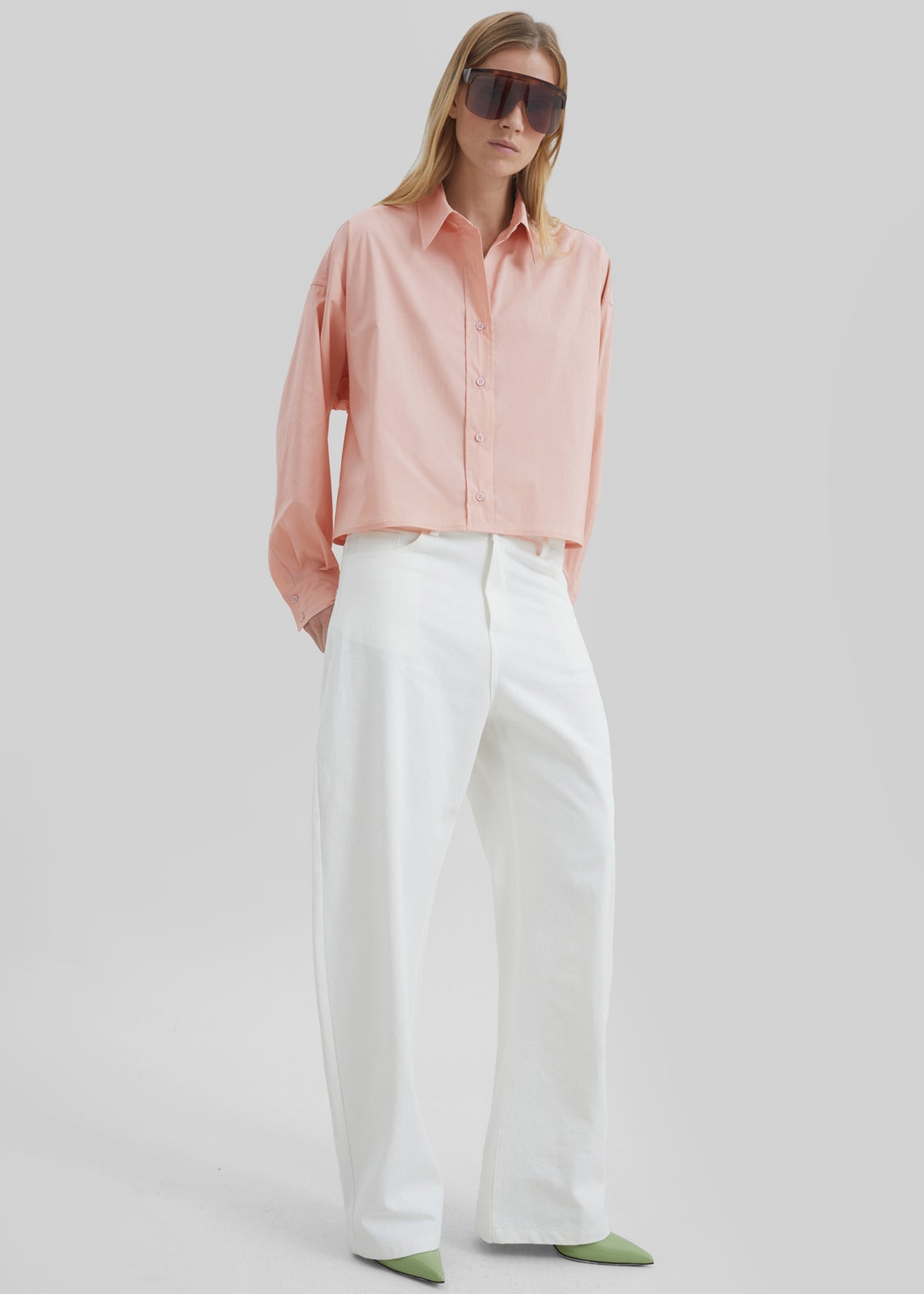 Arlen Cotton Boxy Shirt - Faded Pink - 4