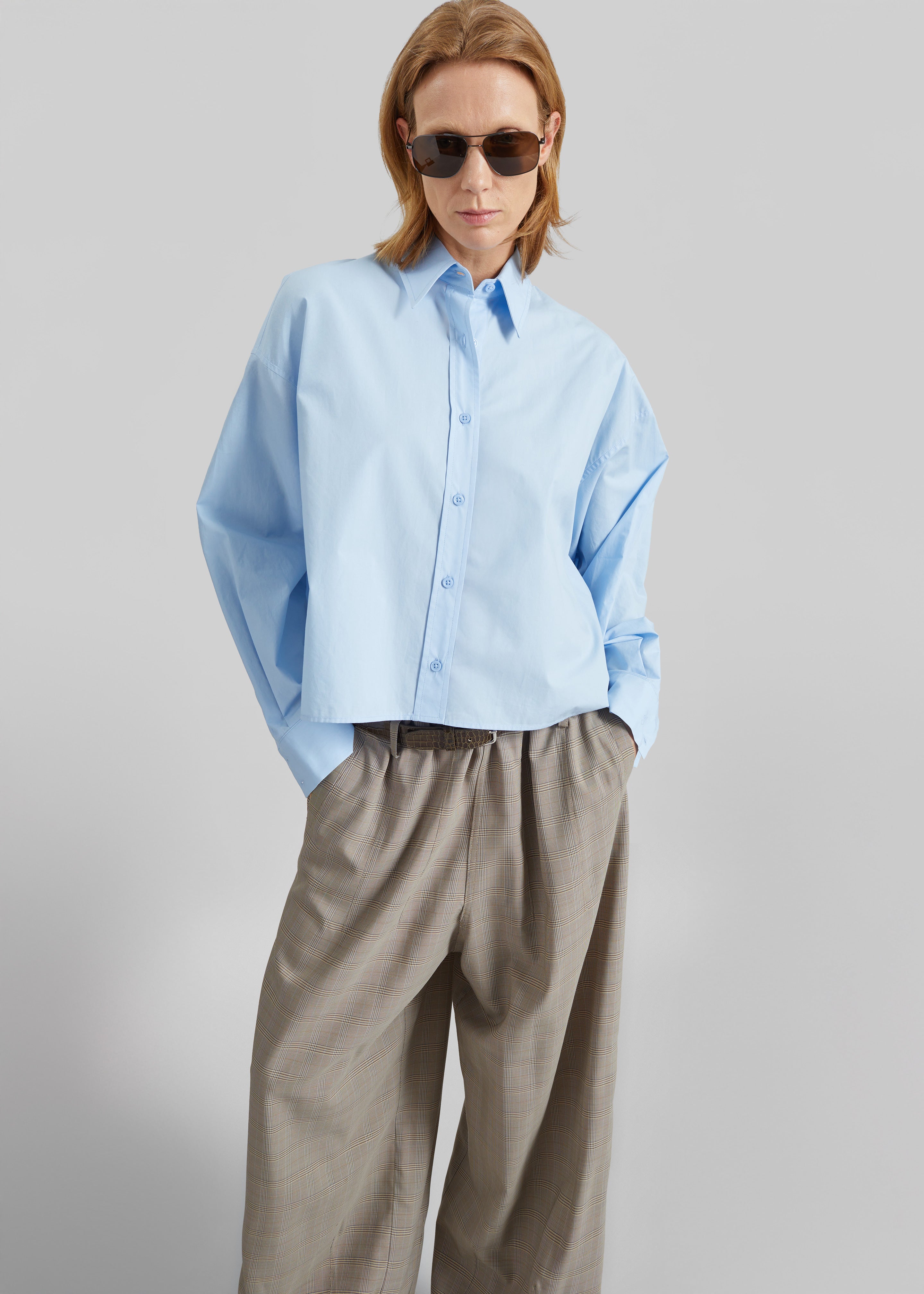 Arlen Cotton Boxy Shirt - Light Blue - 6