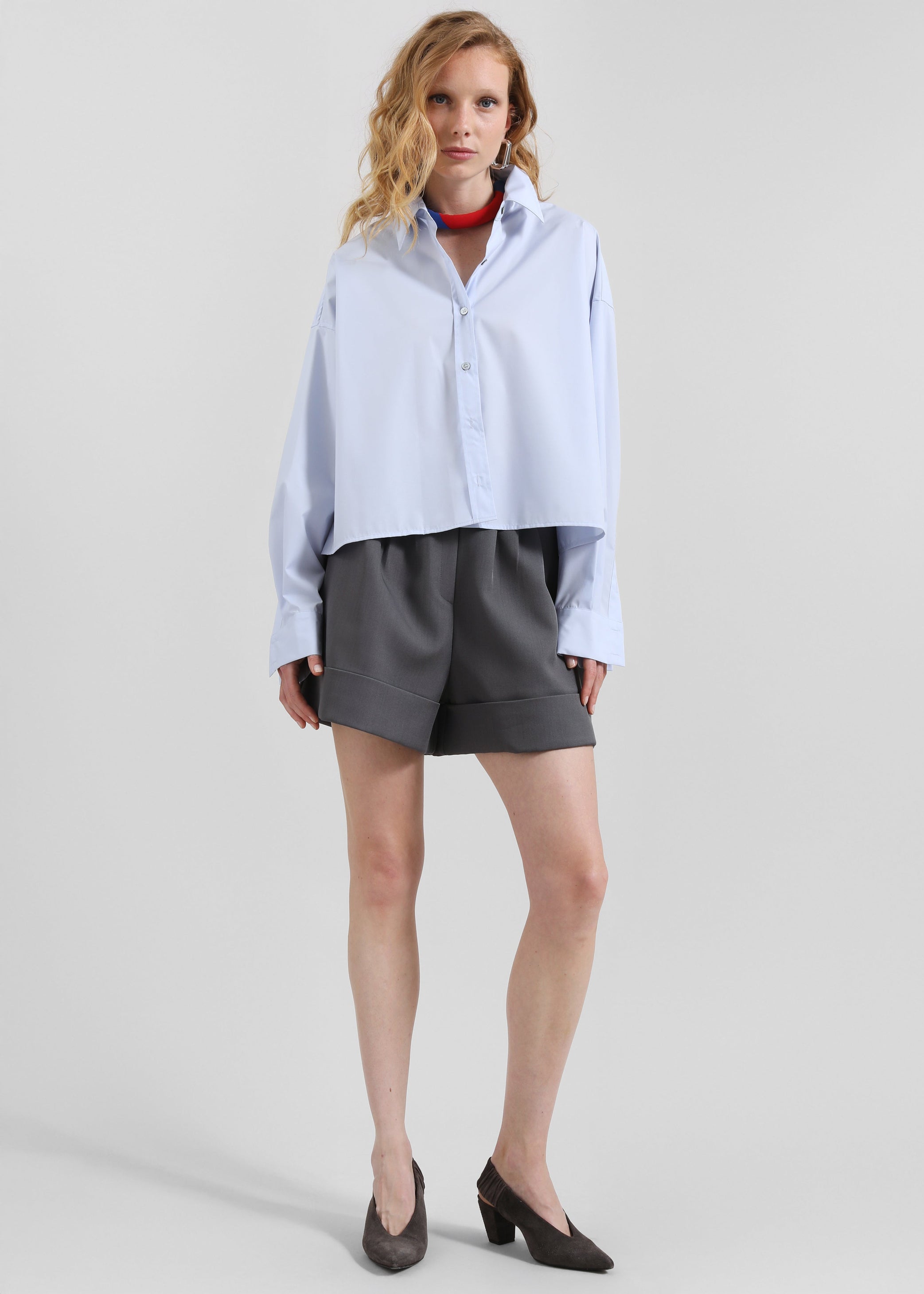 Shop the look image for Arlen Cotton Boxy Shirt - Light Blue