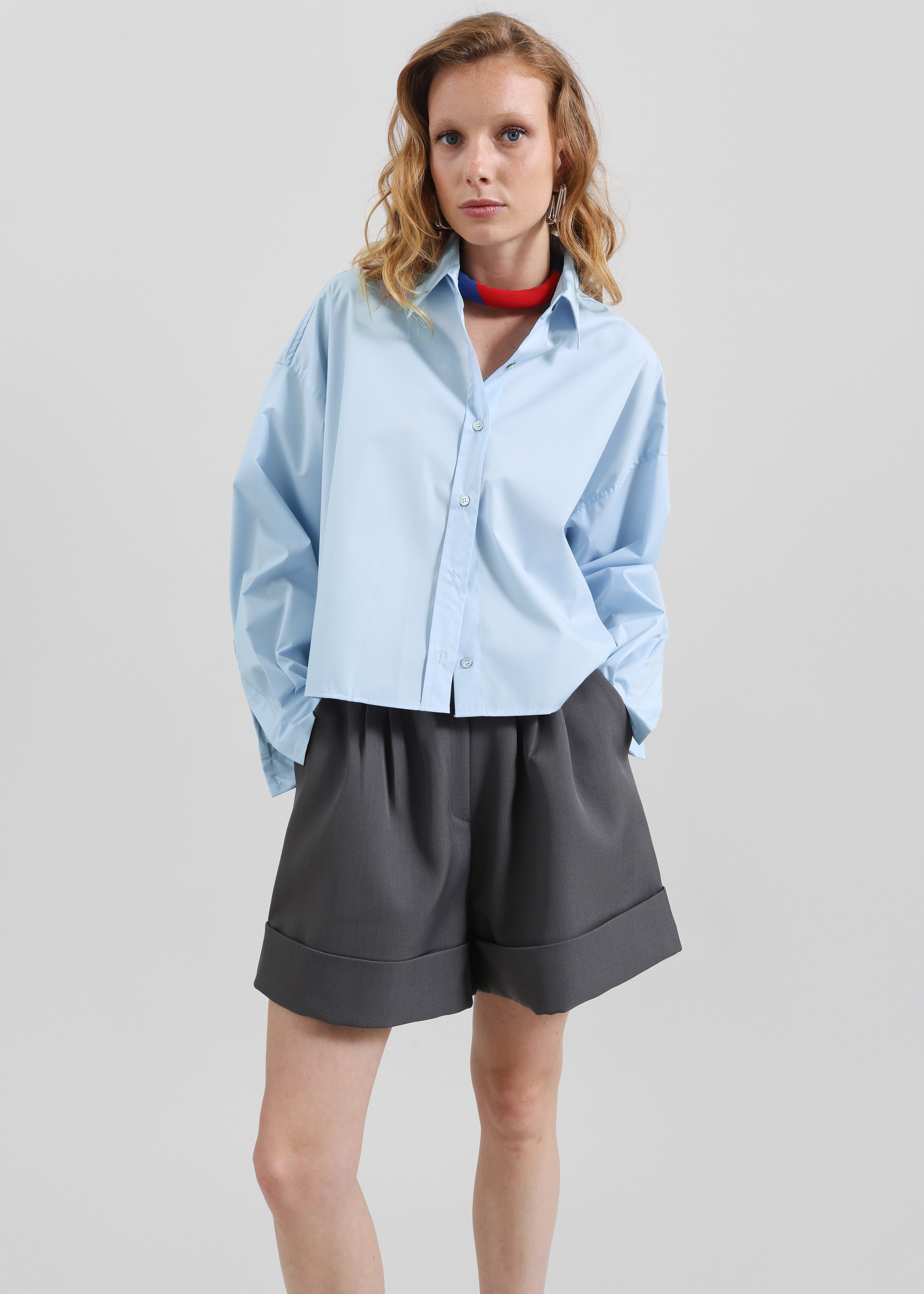 Arlen Cotton Boxy Shirt - Light Blue - 8