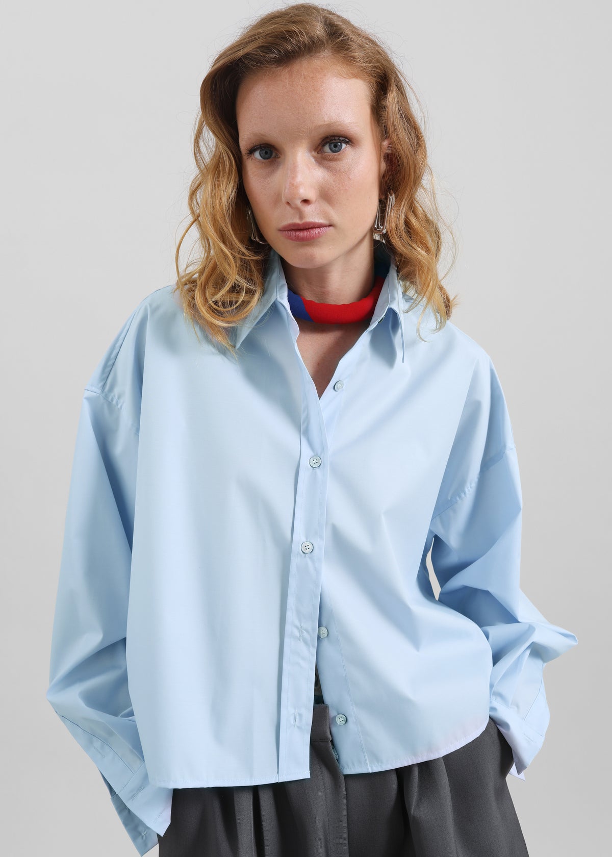 Arlen Cotton Boxy Shirt - Light Blue - 4