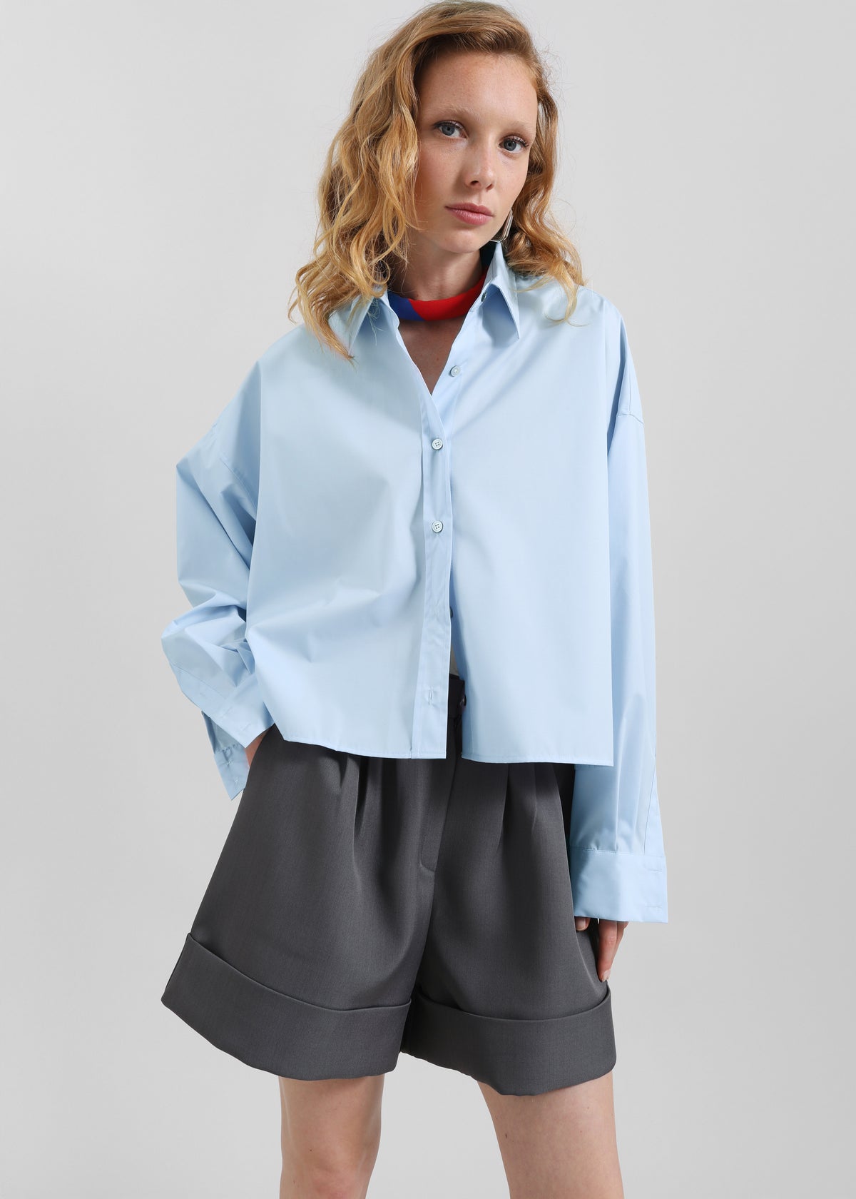 Arlen Cotton Boxy Shirt - Light Blue - 7