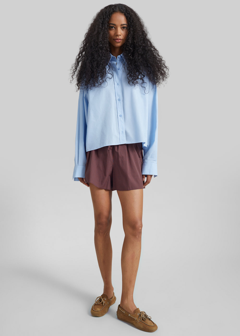 Arlen Cotton Boxy Shirt - Light Blue - 1