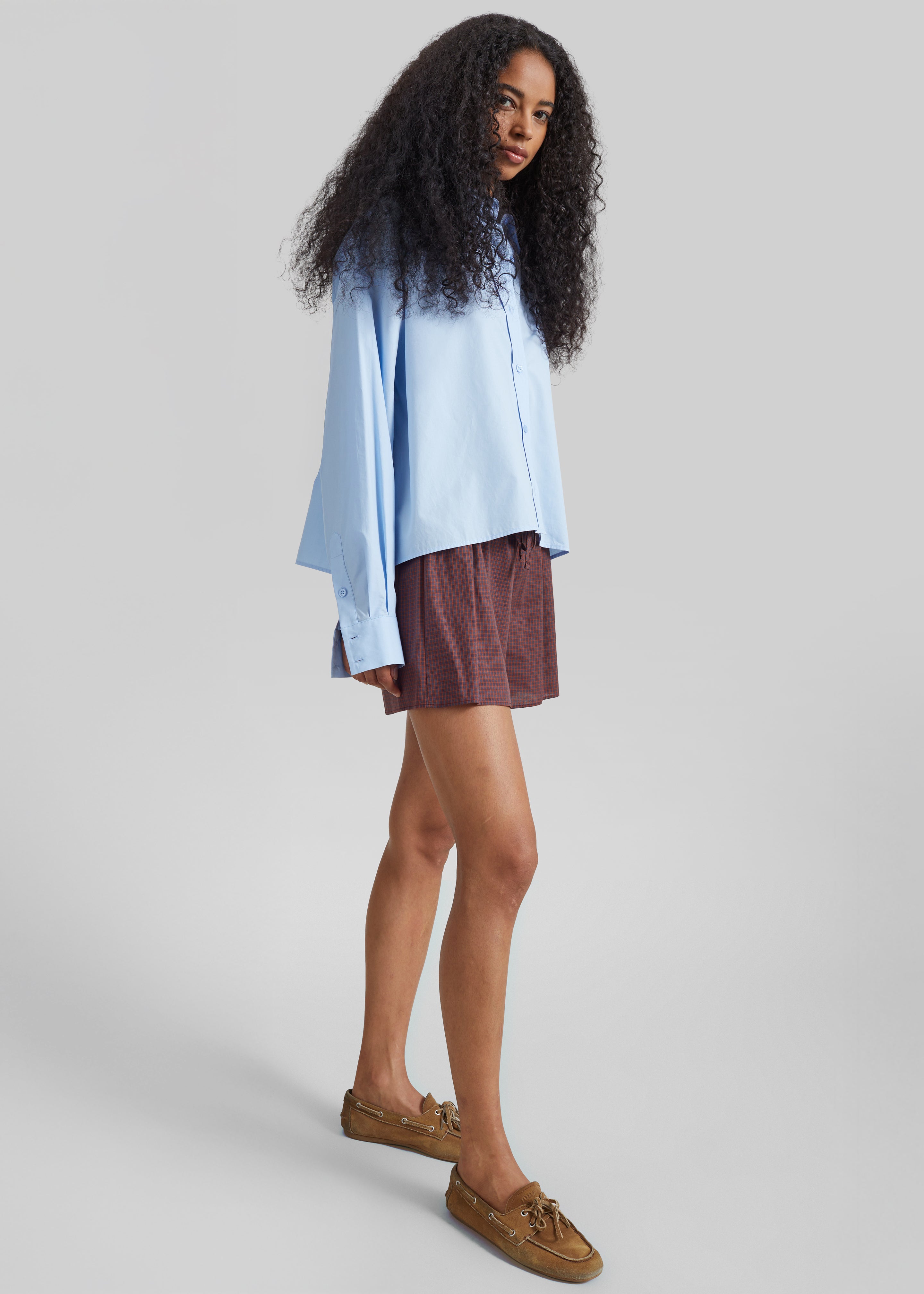 Arlen Cotton Boxy Shirt - Light Blue - 8