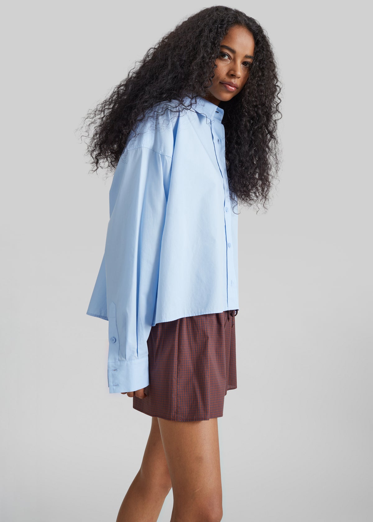 Arlen Cotton Boxy Shirt - Light Blue - 9