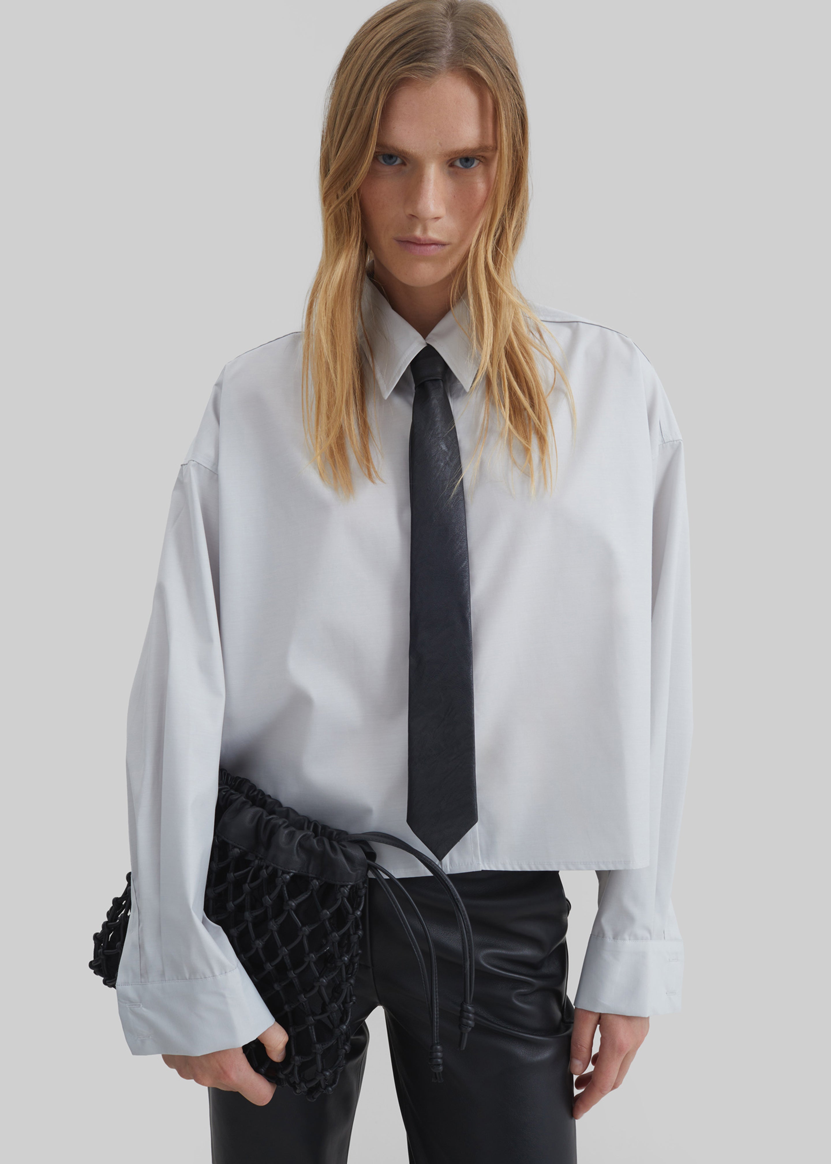 Arlen Cotton Boxy Shirt - Slate Grey - 1