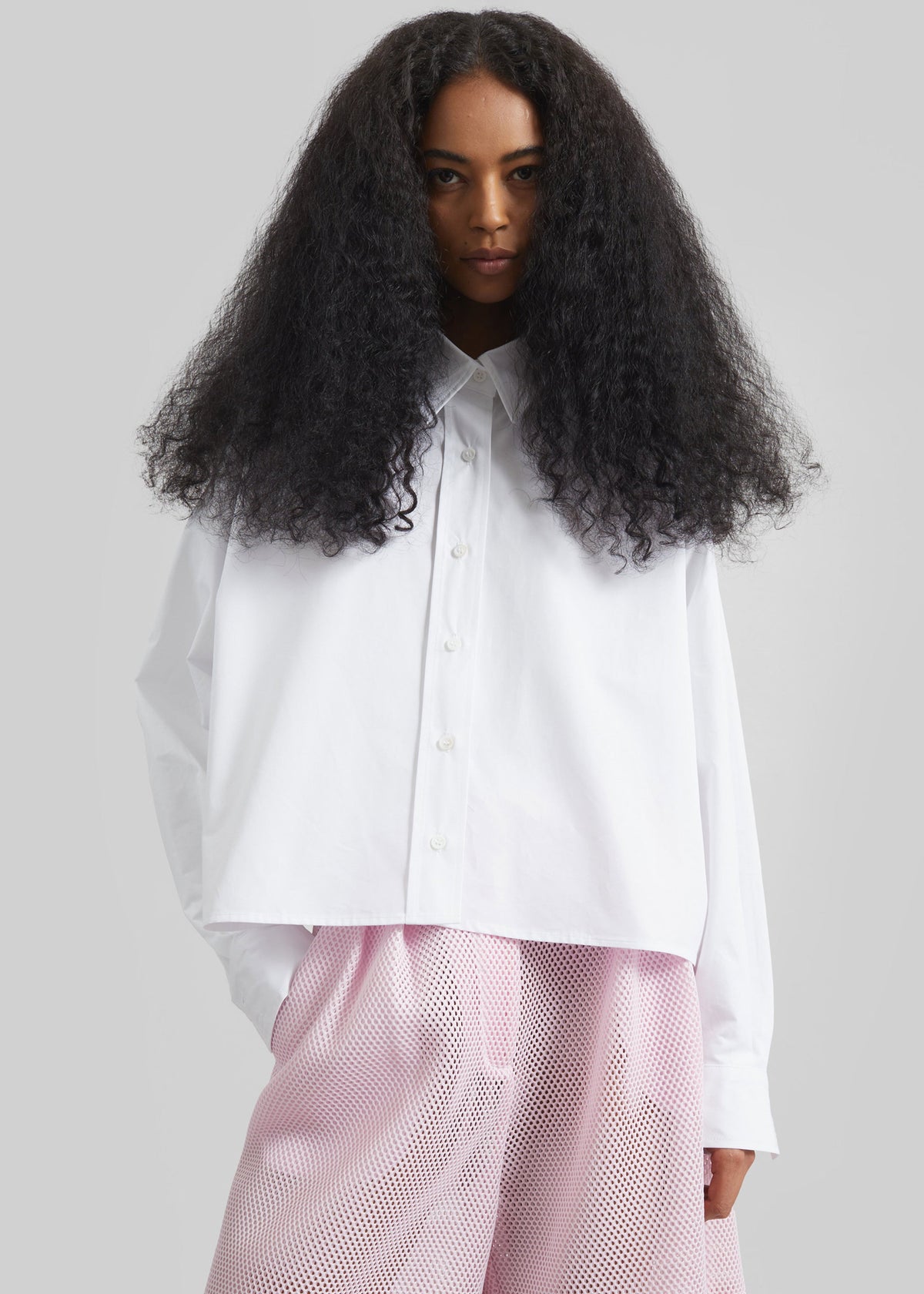 Arlen Cotton Boxy Shirt - White - 4