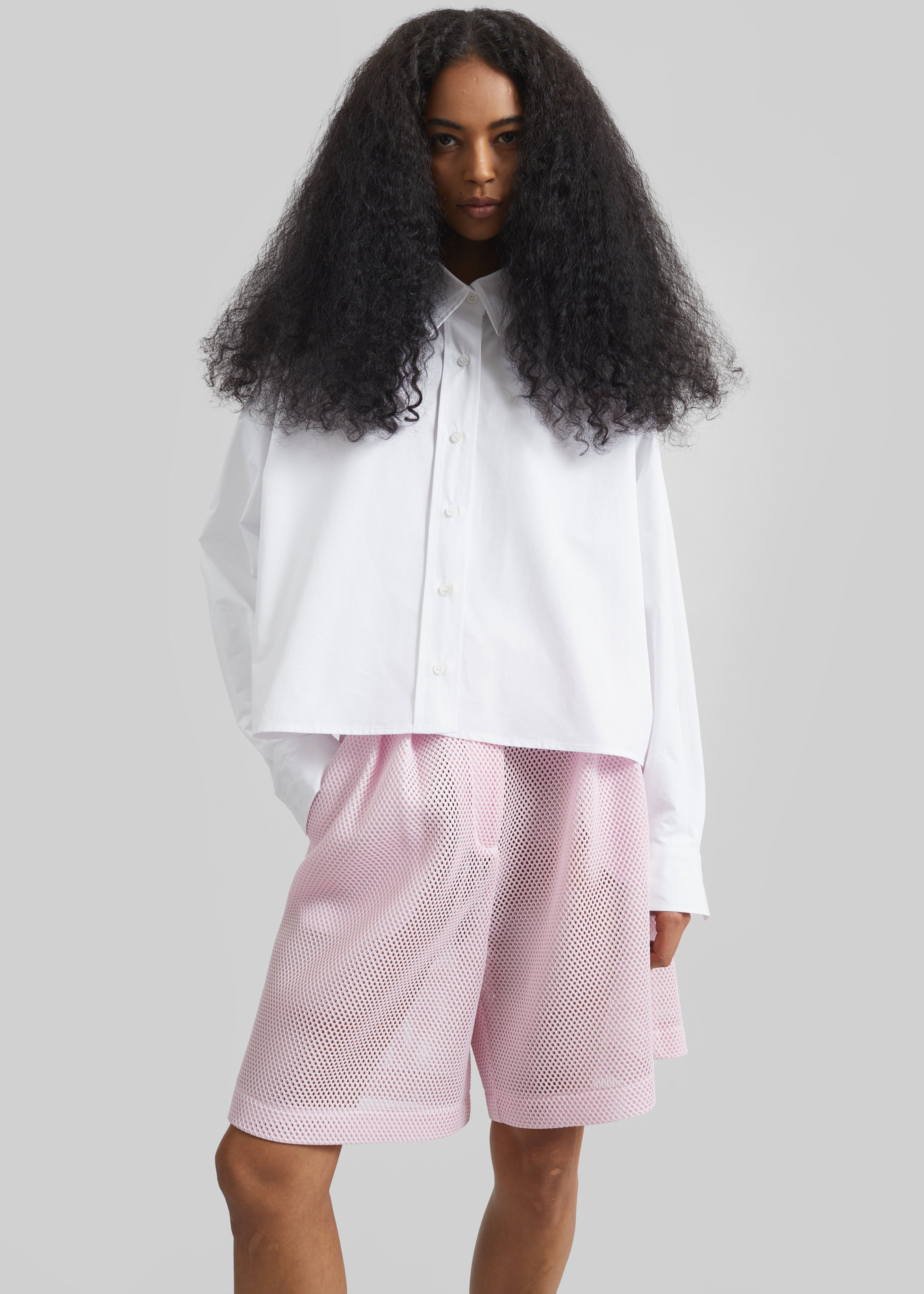 Arlen Cotton Boxy Shirt - White - 1