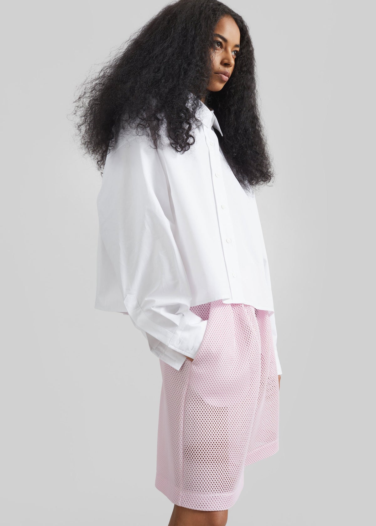 Arlen Cotton Boxy Shirt - White - 3