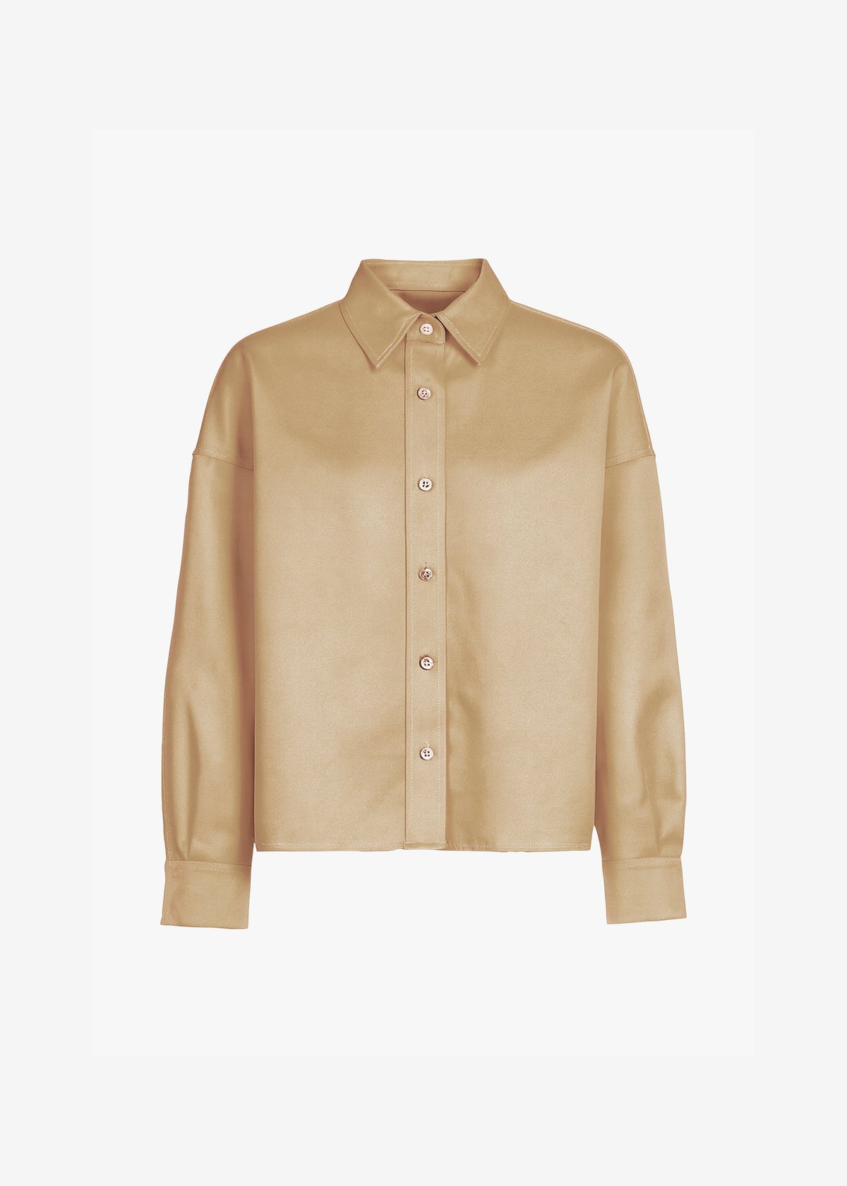 Arlen Satin Boxy Shirt - Beige - 9