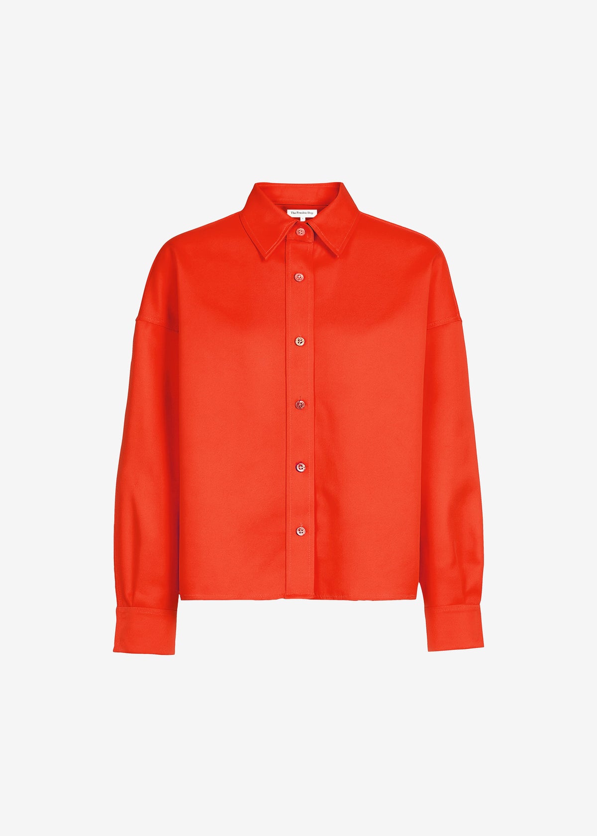 Arlen Satin Boxy Shirt - Coral Red - 6