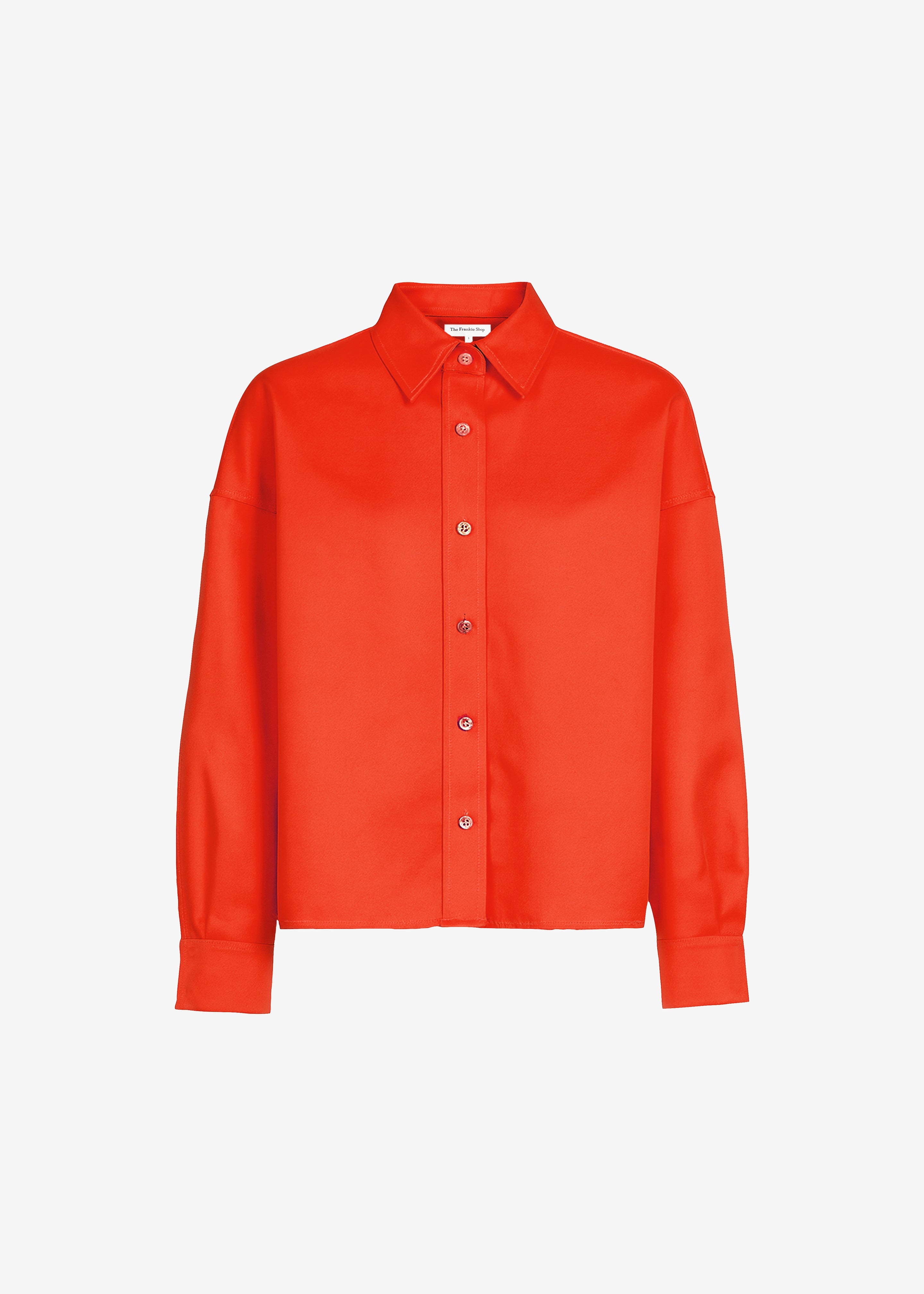 Arlen Satin Boxy Shirt - Coral Red - 6