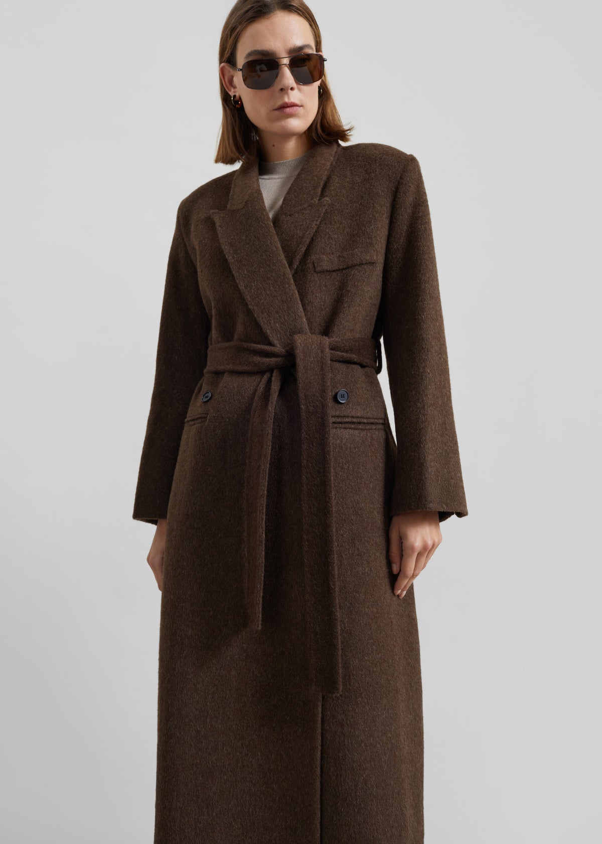 Arlene Wool Belted Coat - Brown - 5