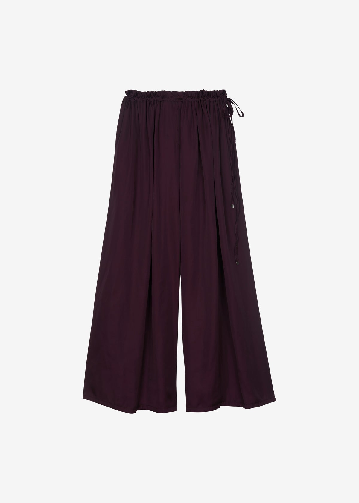 Arleth Satin Sheer Drawstring Pants - Plum - 9