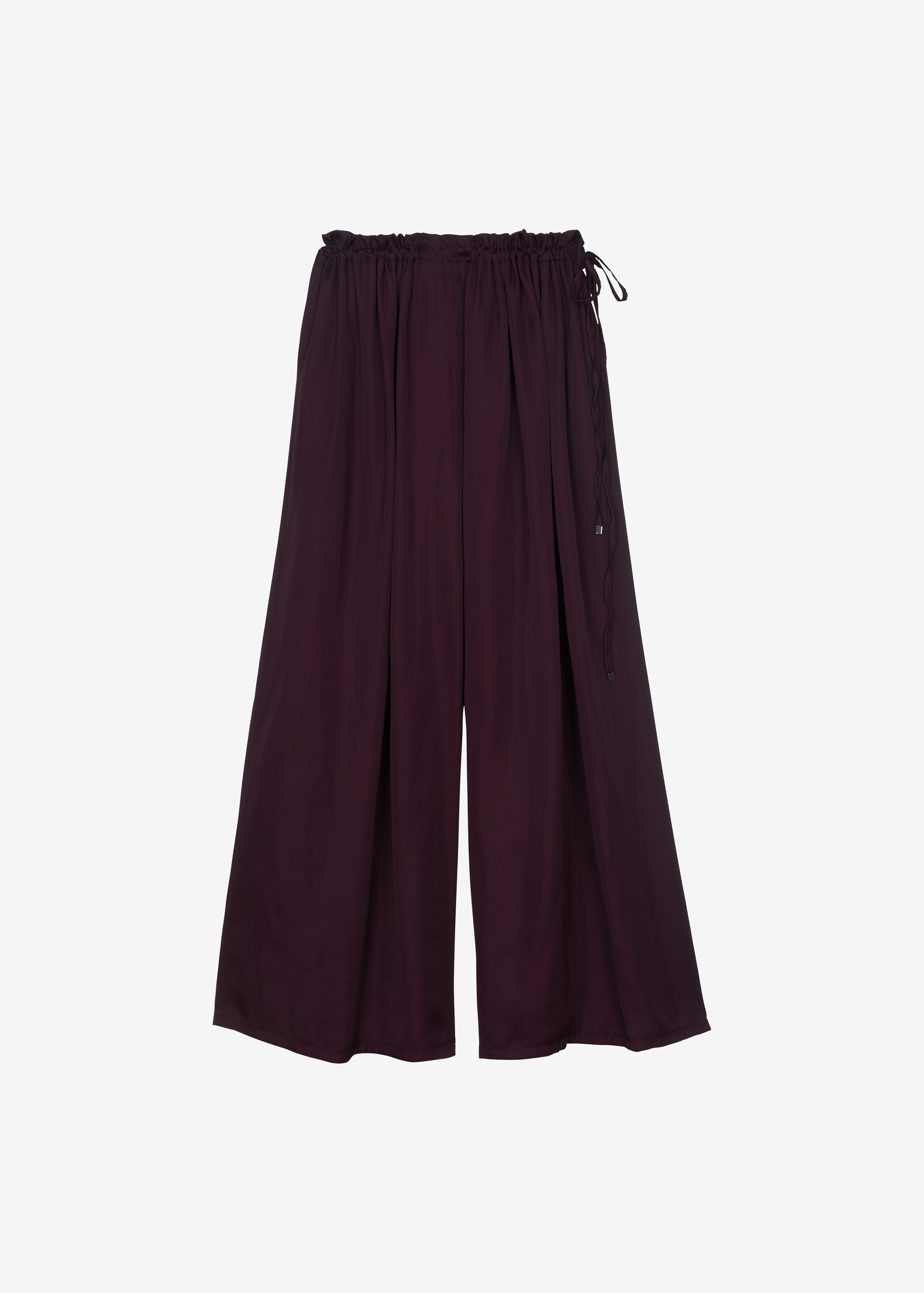 Arleth Satin Sheer Drawstring Pants - Plum - 9