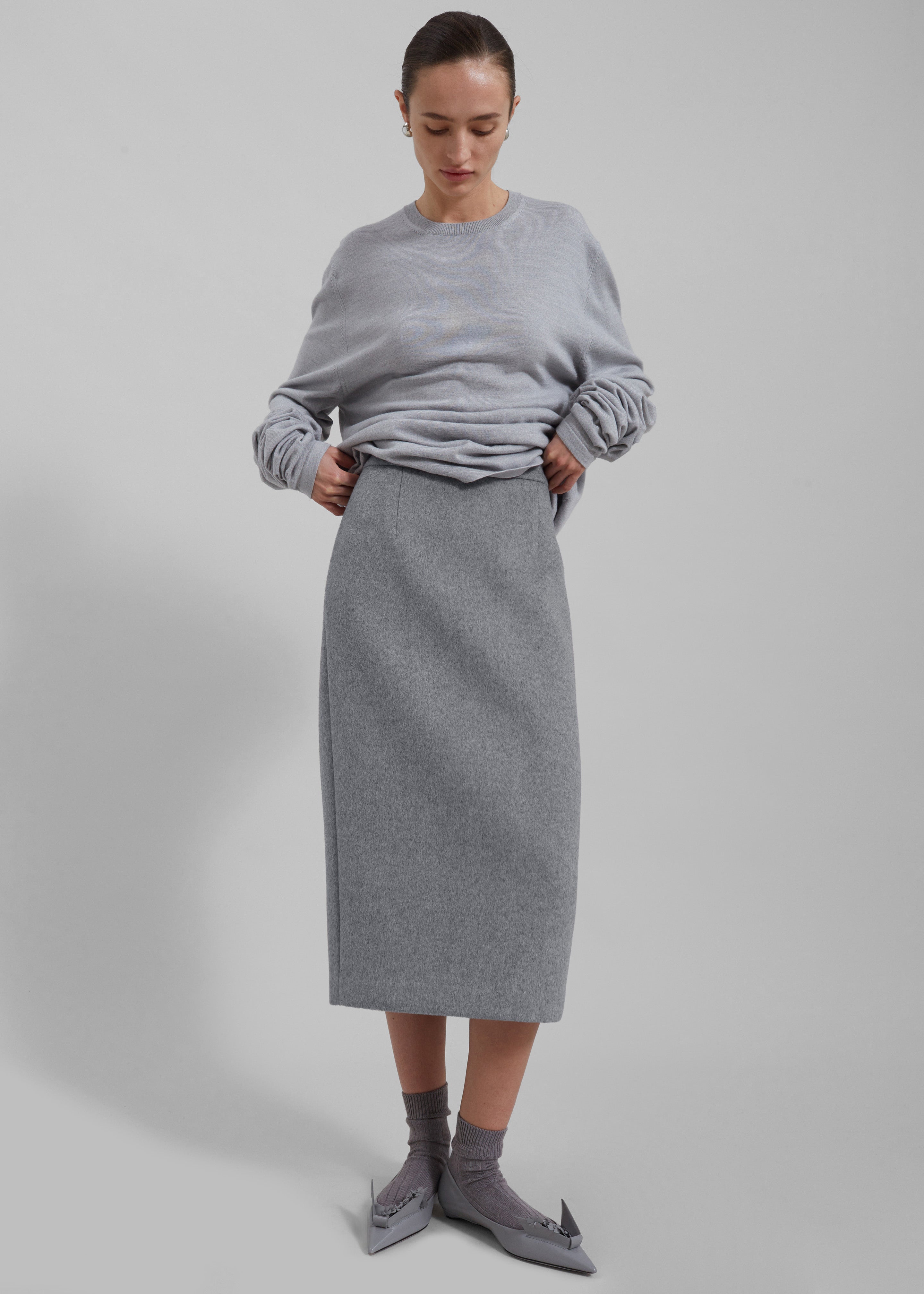 Arley Midi Skirt - Light Grey - 7