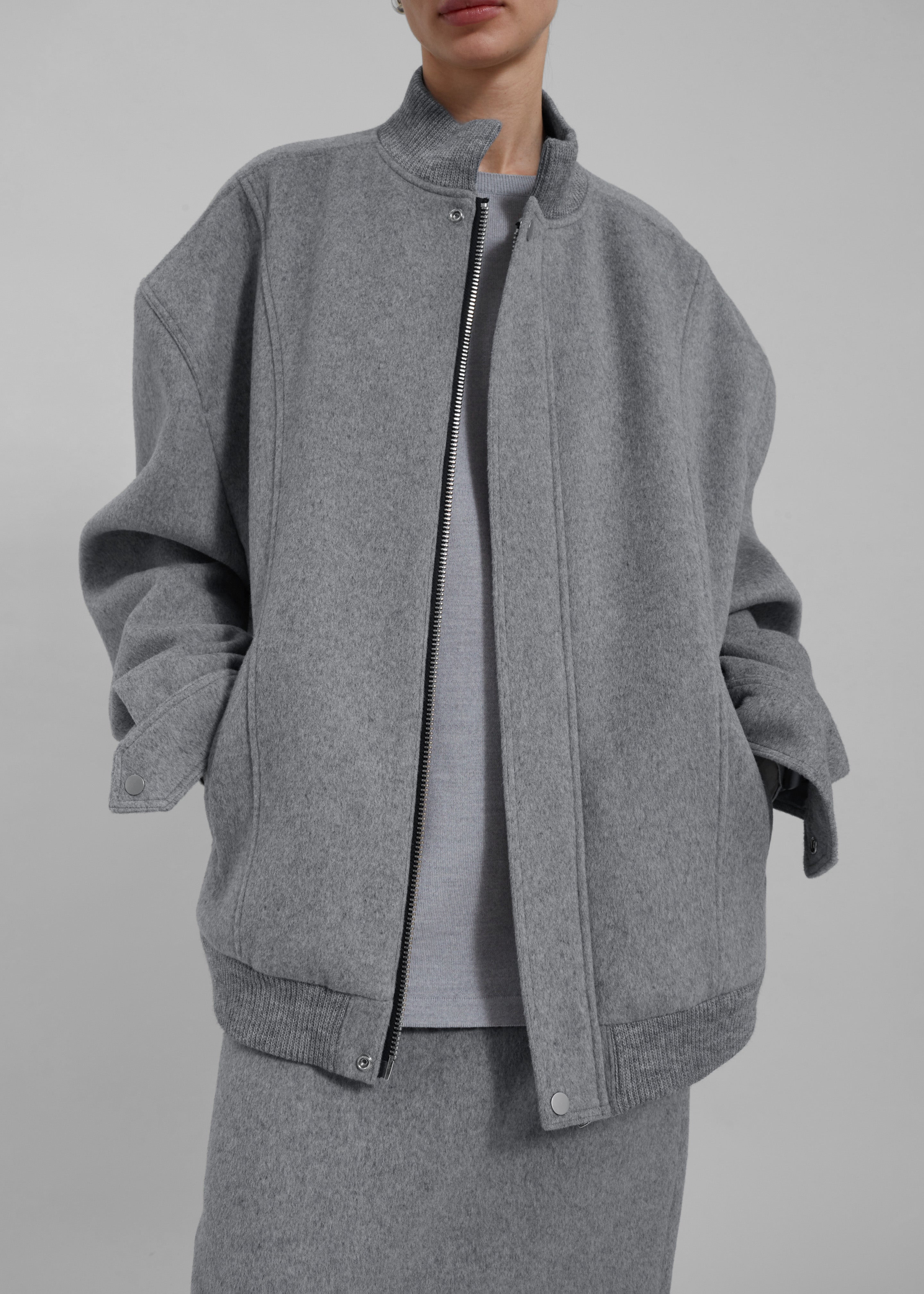 Arley Oversized Bomber - Light Grey - 5