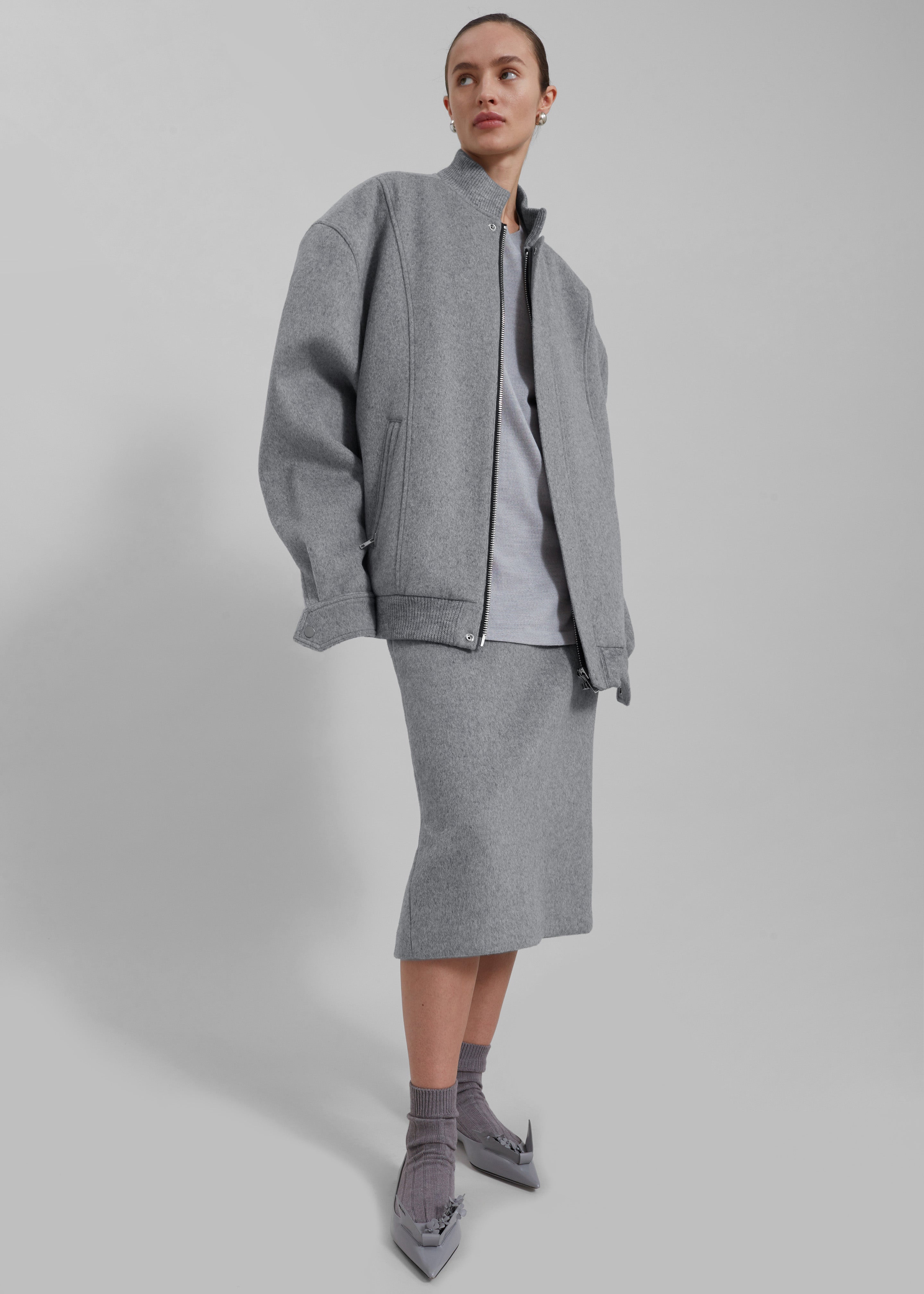 Arley Oversized Bomber - Light Grey - 3