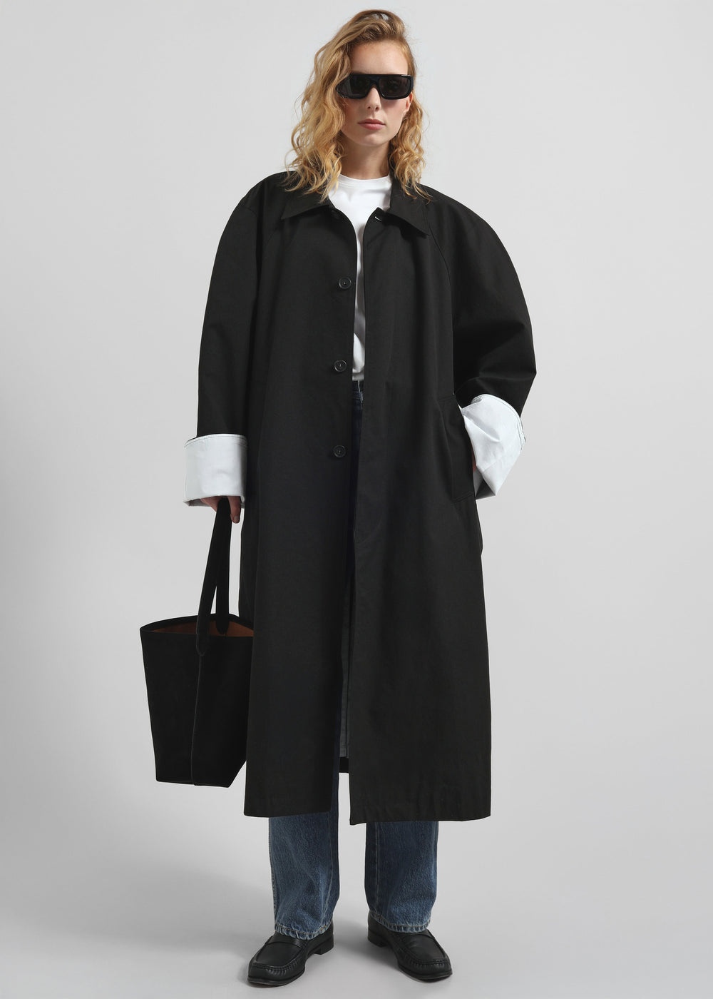 Arlise Oversized Trench Coat - Black