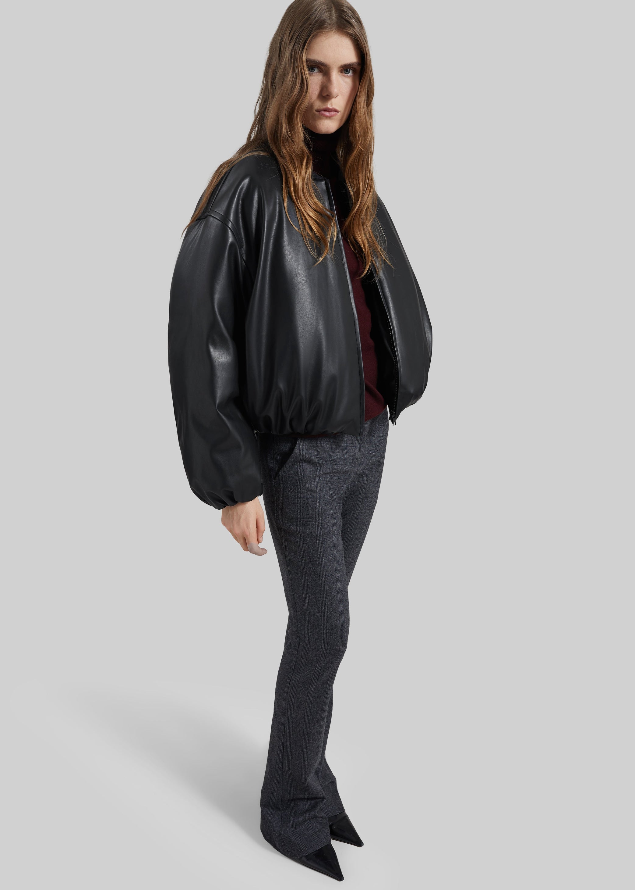 Shop the look image for Arolla Faux Leather Draped Jacket - Black