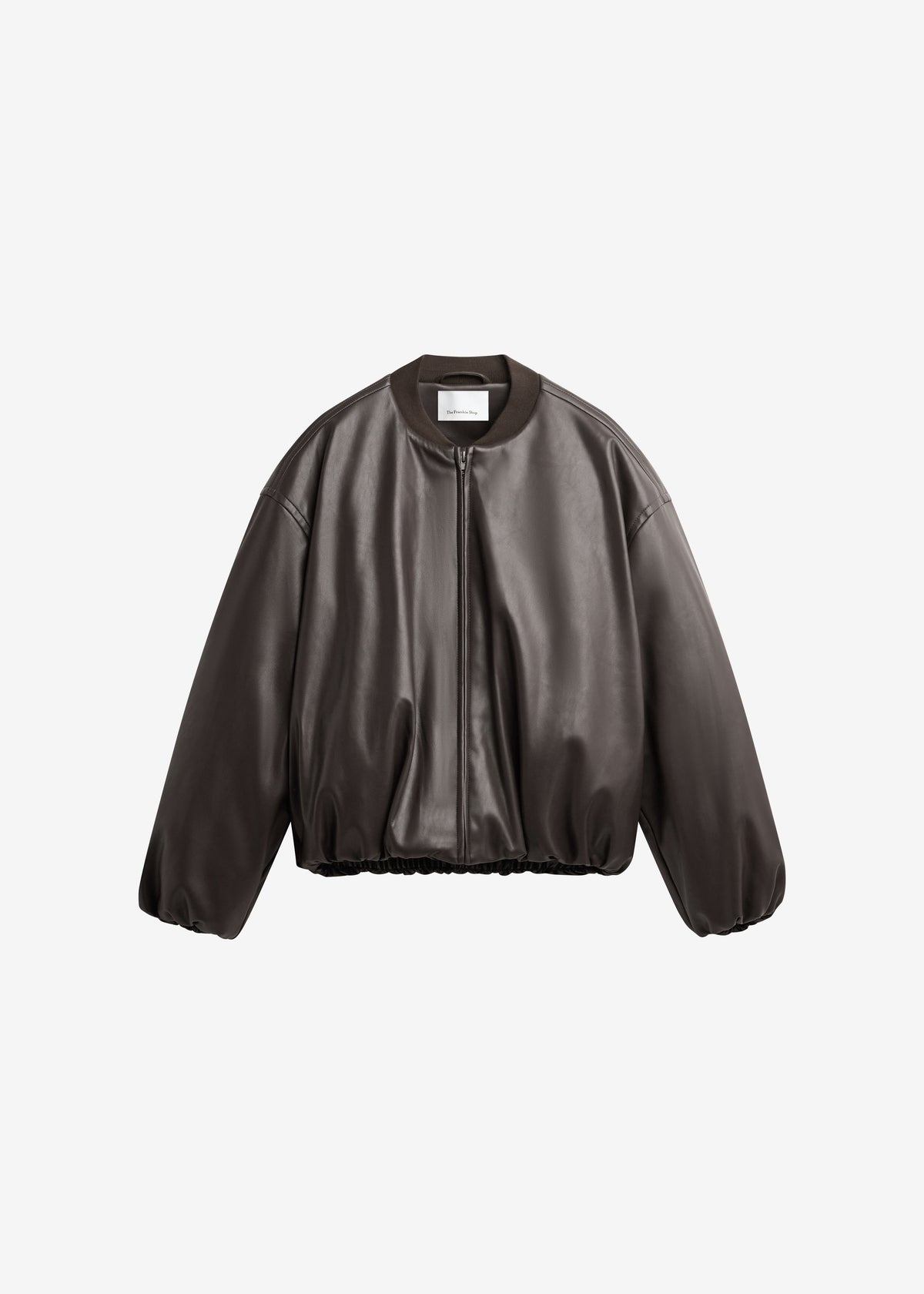 Arolla Faux Leather Draped Jacket - Brown - 6