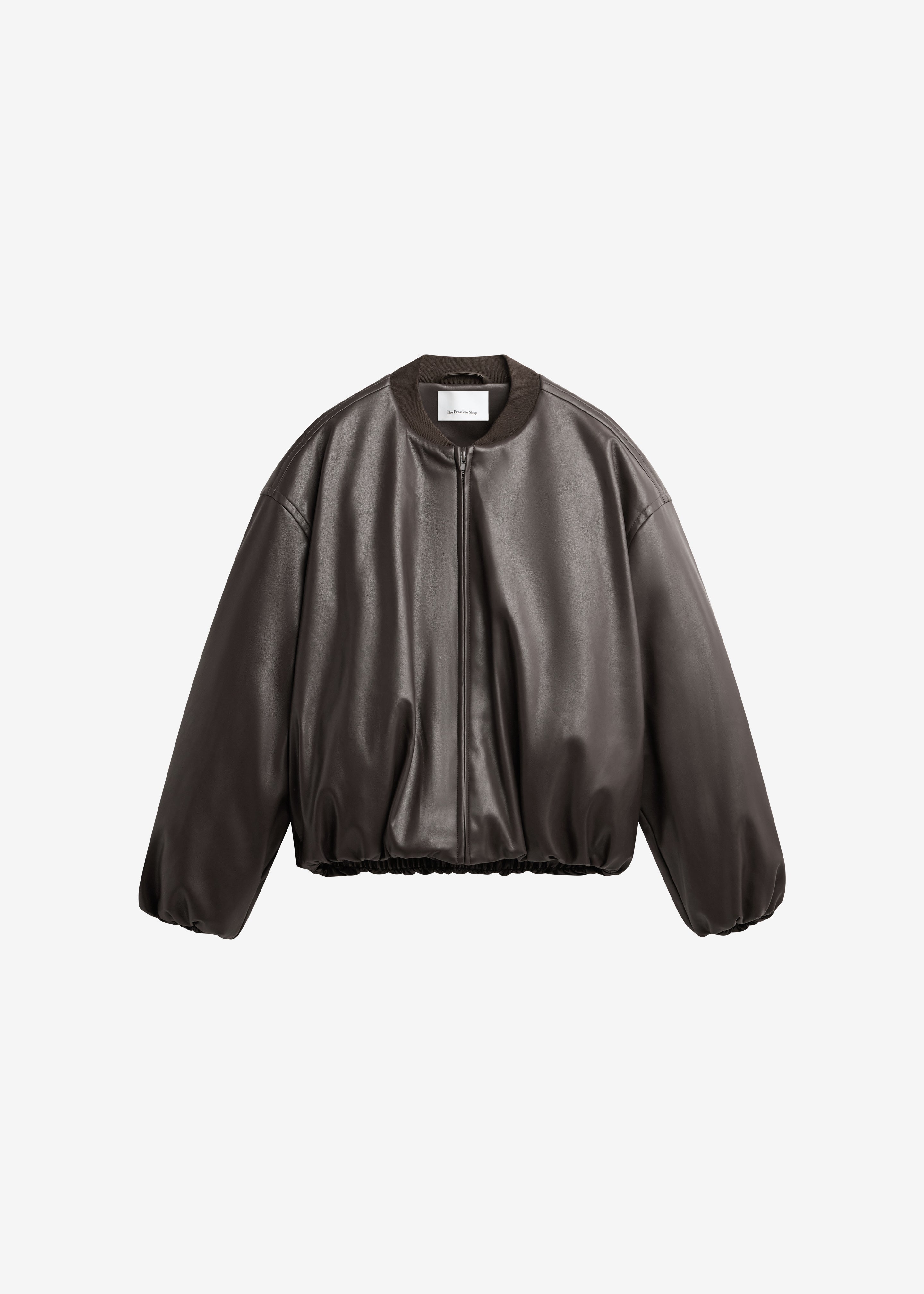 Arolla Faux Leather Draped Jacket - Brown - 6