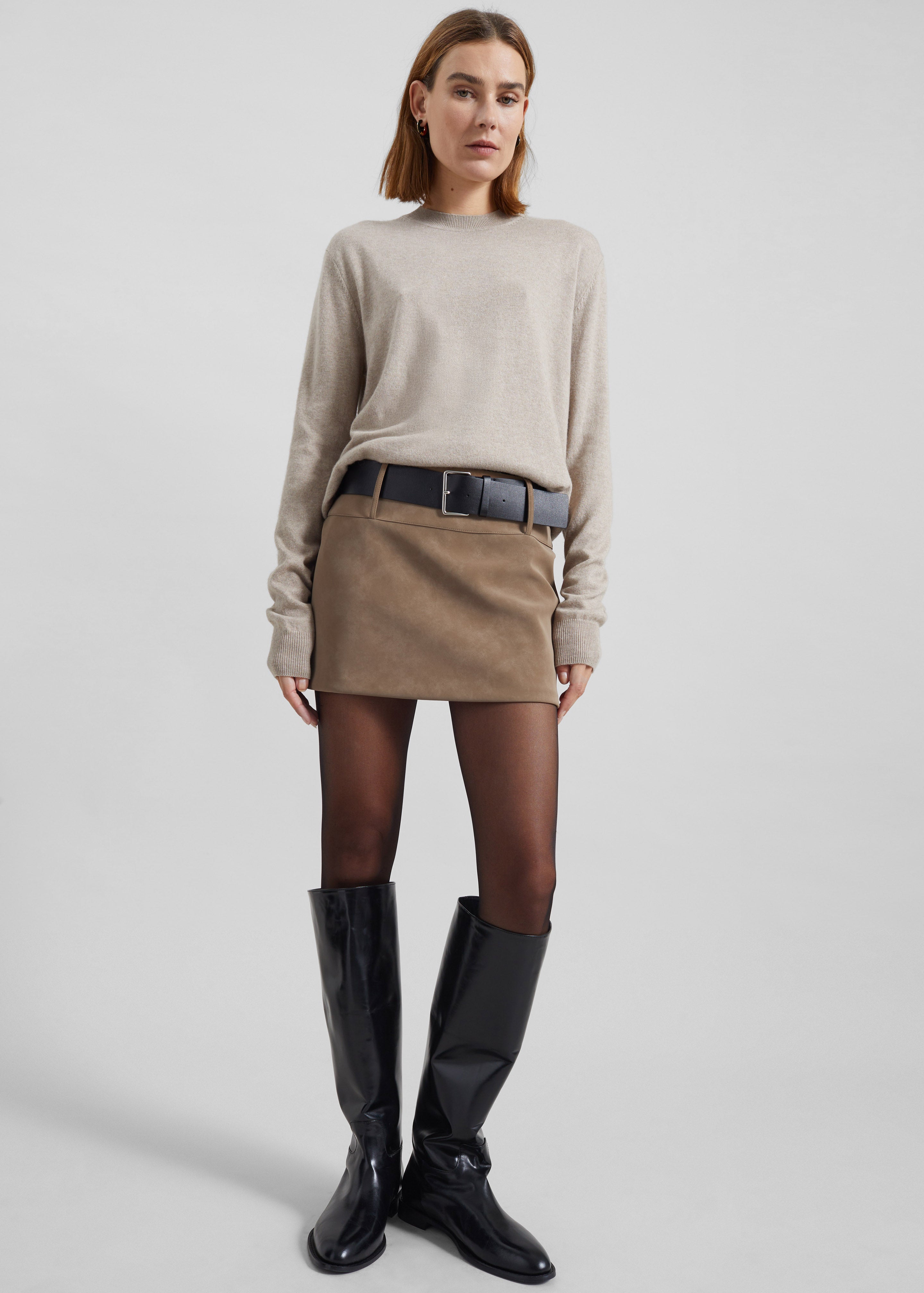 Arosa Belted Mini Skirt - Beige - 6