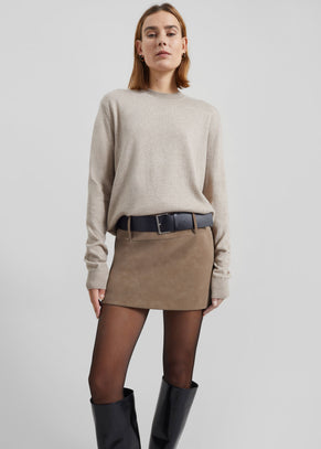 Arosa Belted Mini Skirt - Beige