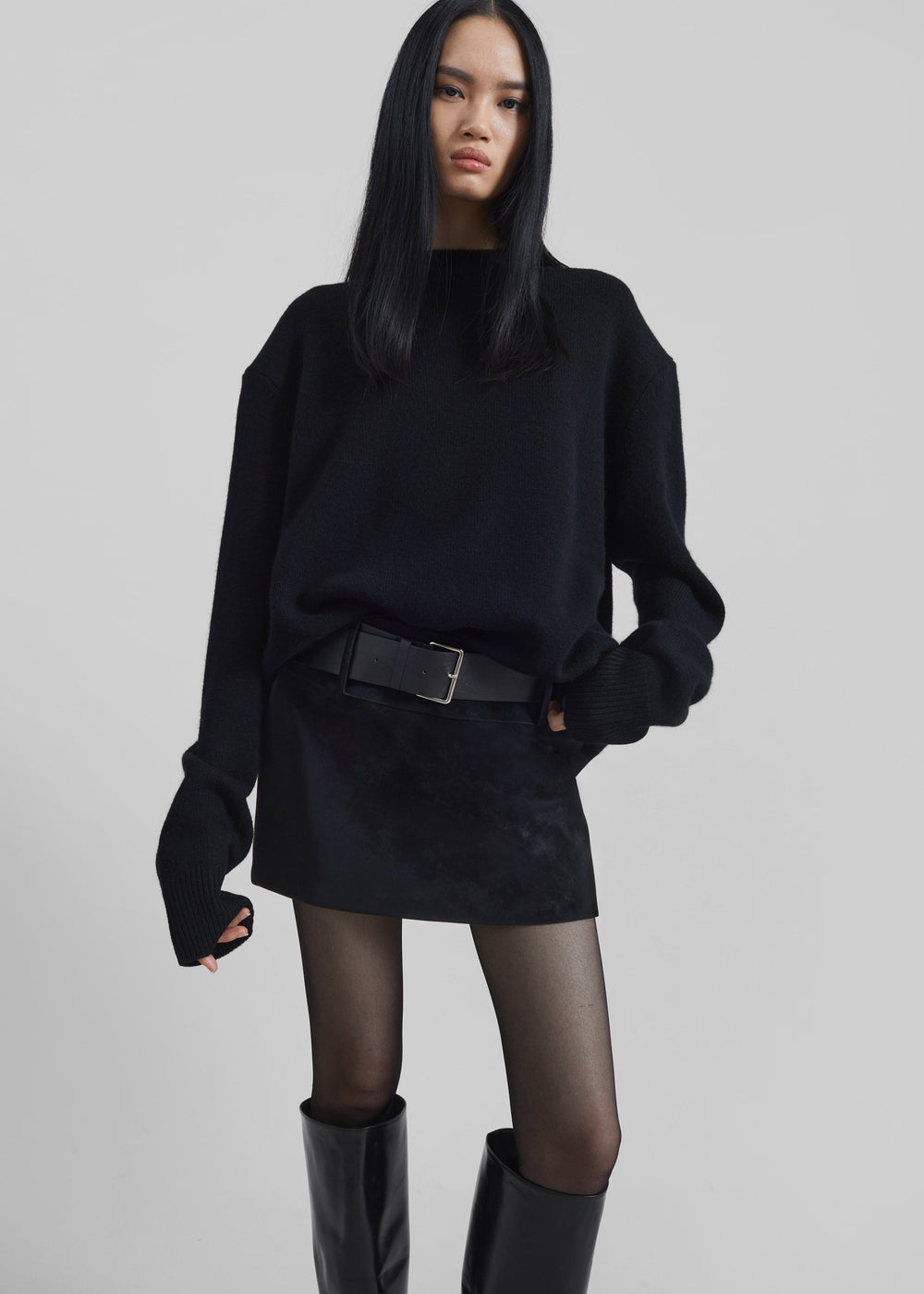 Arosa Belted Mini Skirt - Black