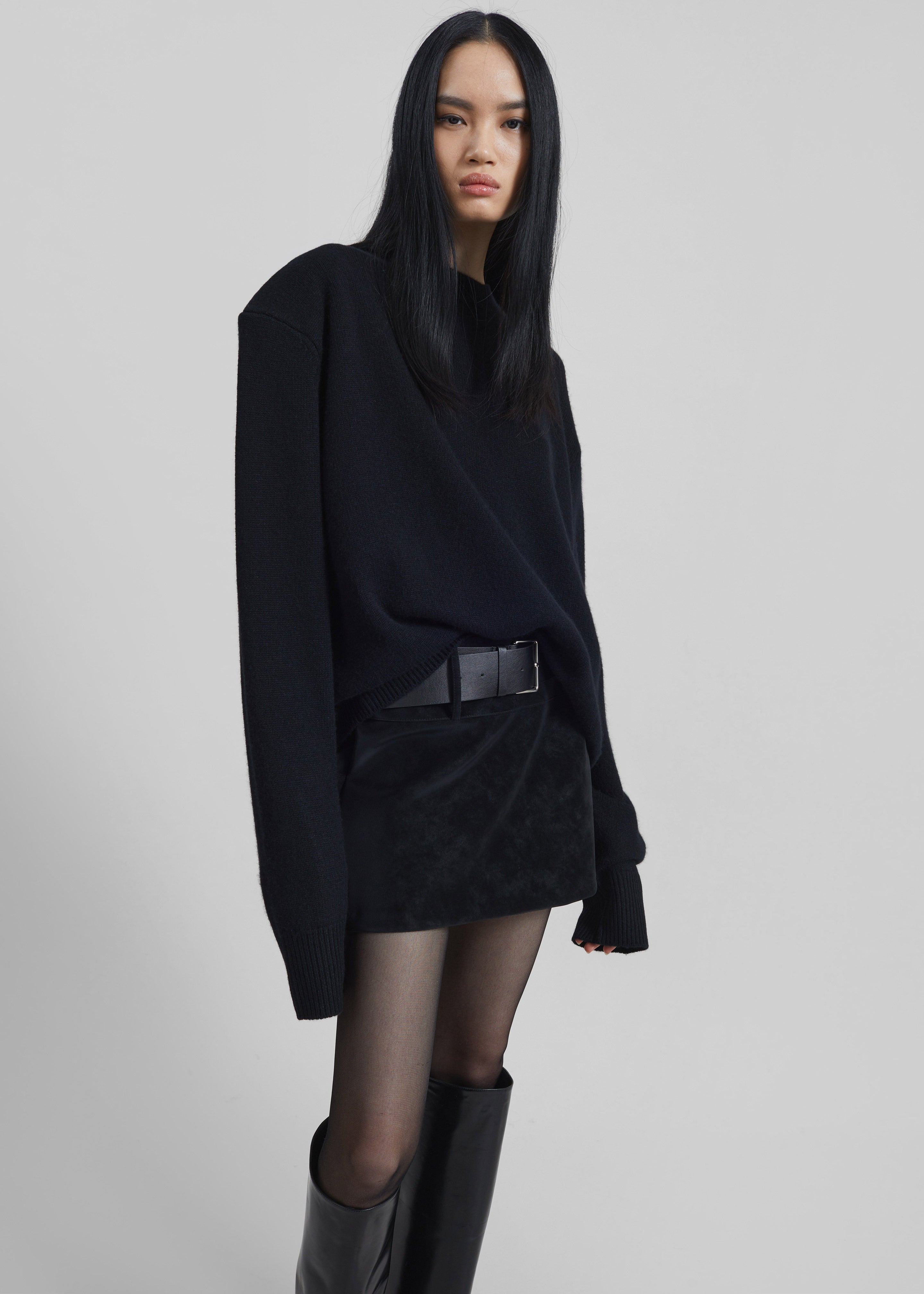 Rafaela Padded Knit Sweater - Black - 4