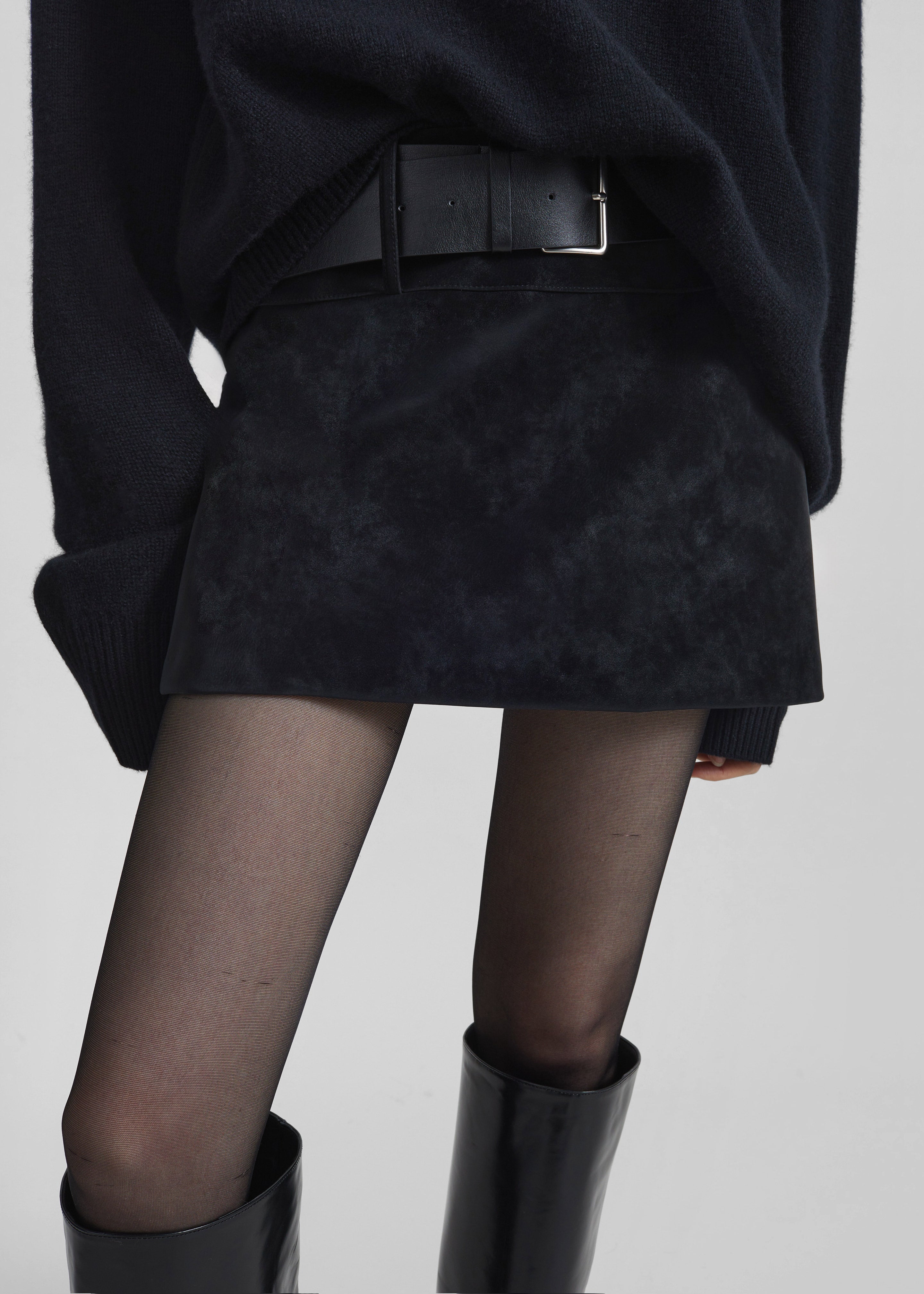 Arosa Belted Mini Skirt - Black - 2