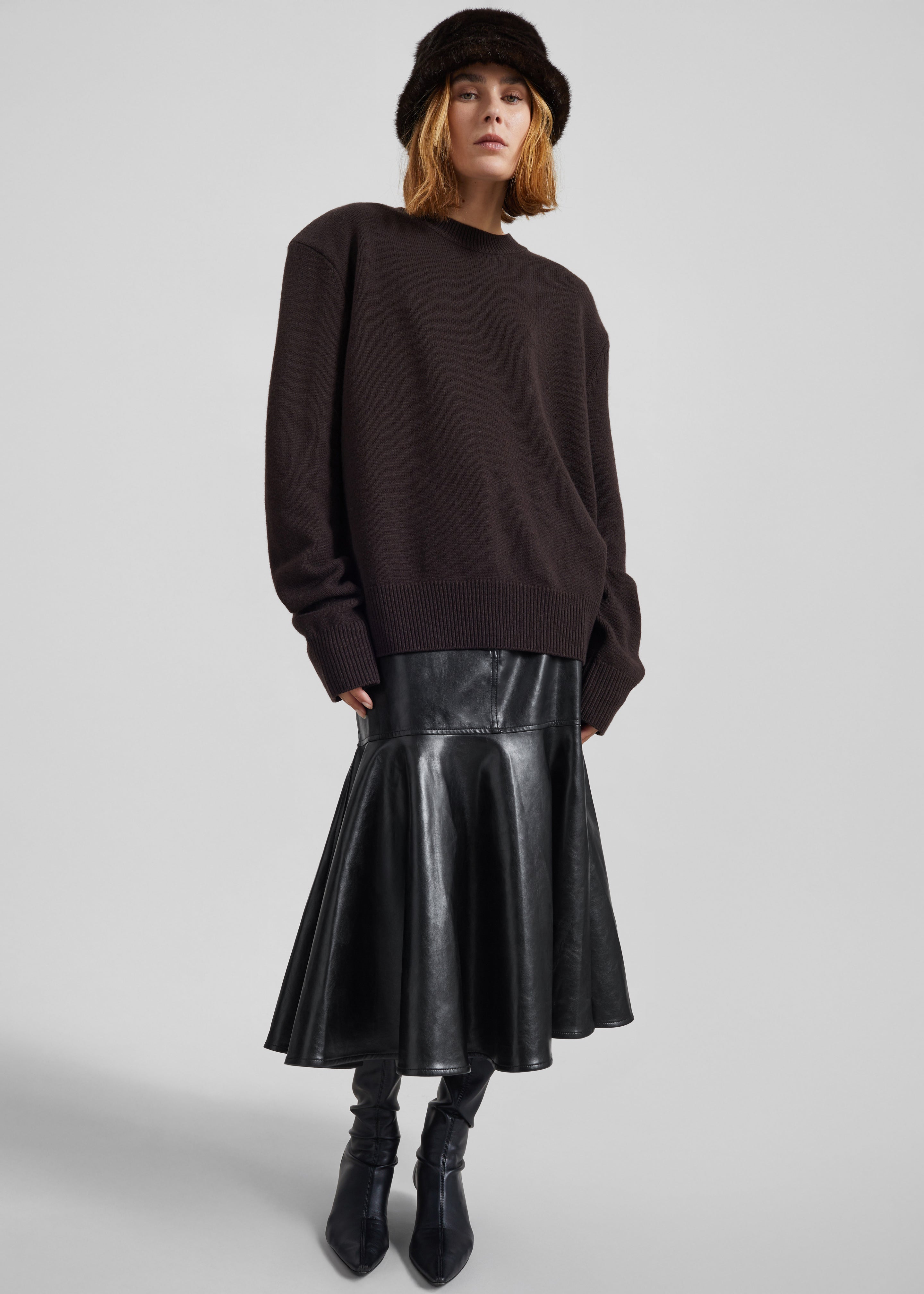 Arvika Faux Leather Mermaid Skirt - Black - 5