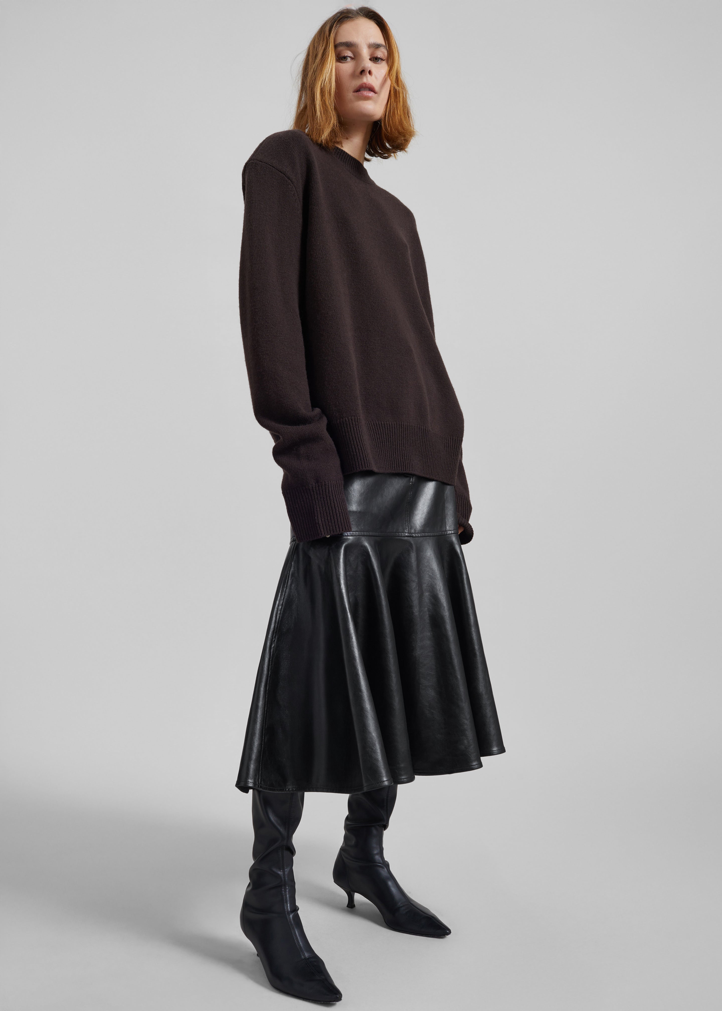 Arvika Faux Leather Mermaid Skirt - Black - 1