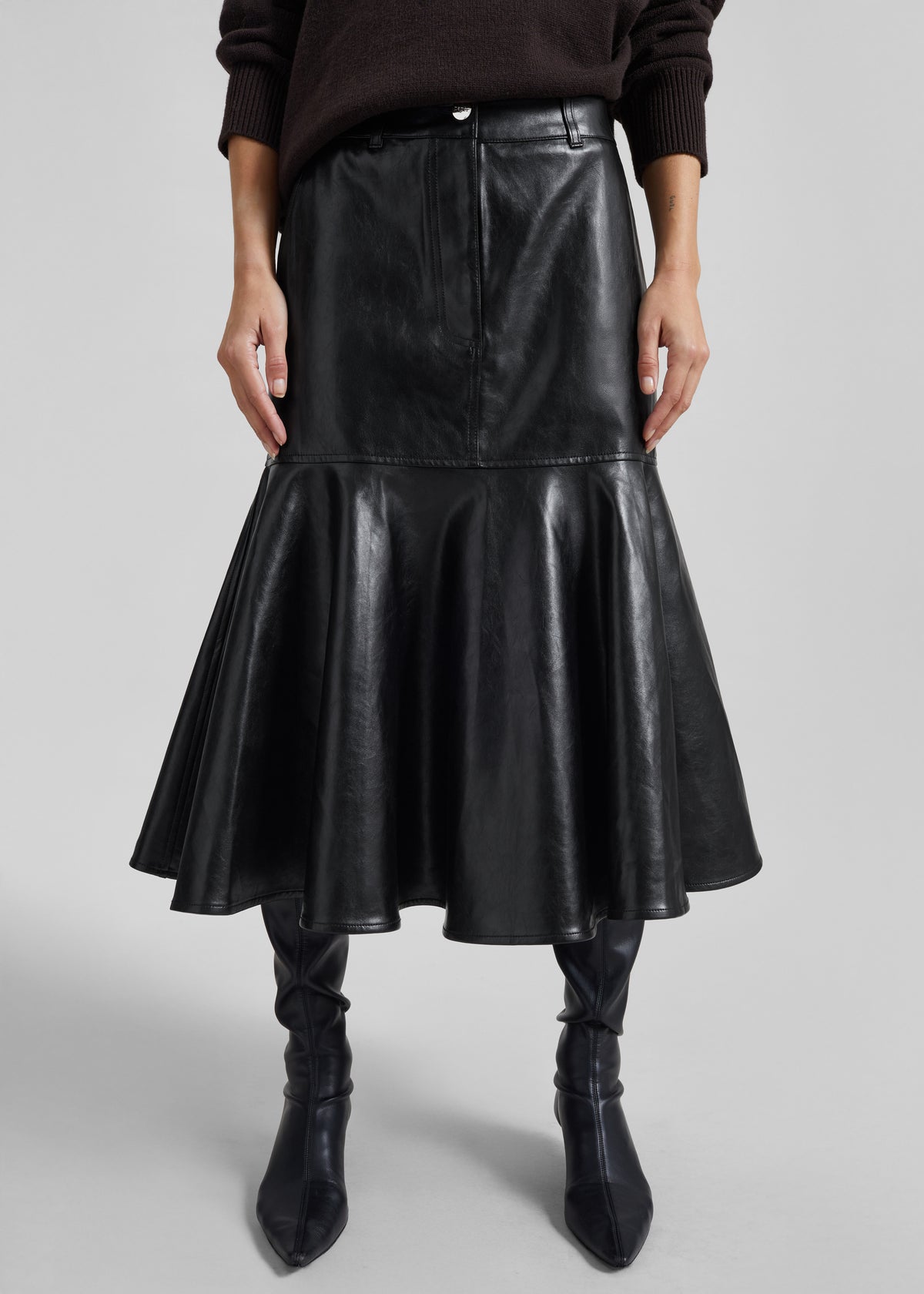 Arvika Faux Leather Mermaid Skirt - Black - 6