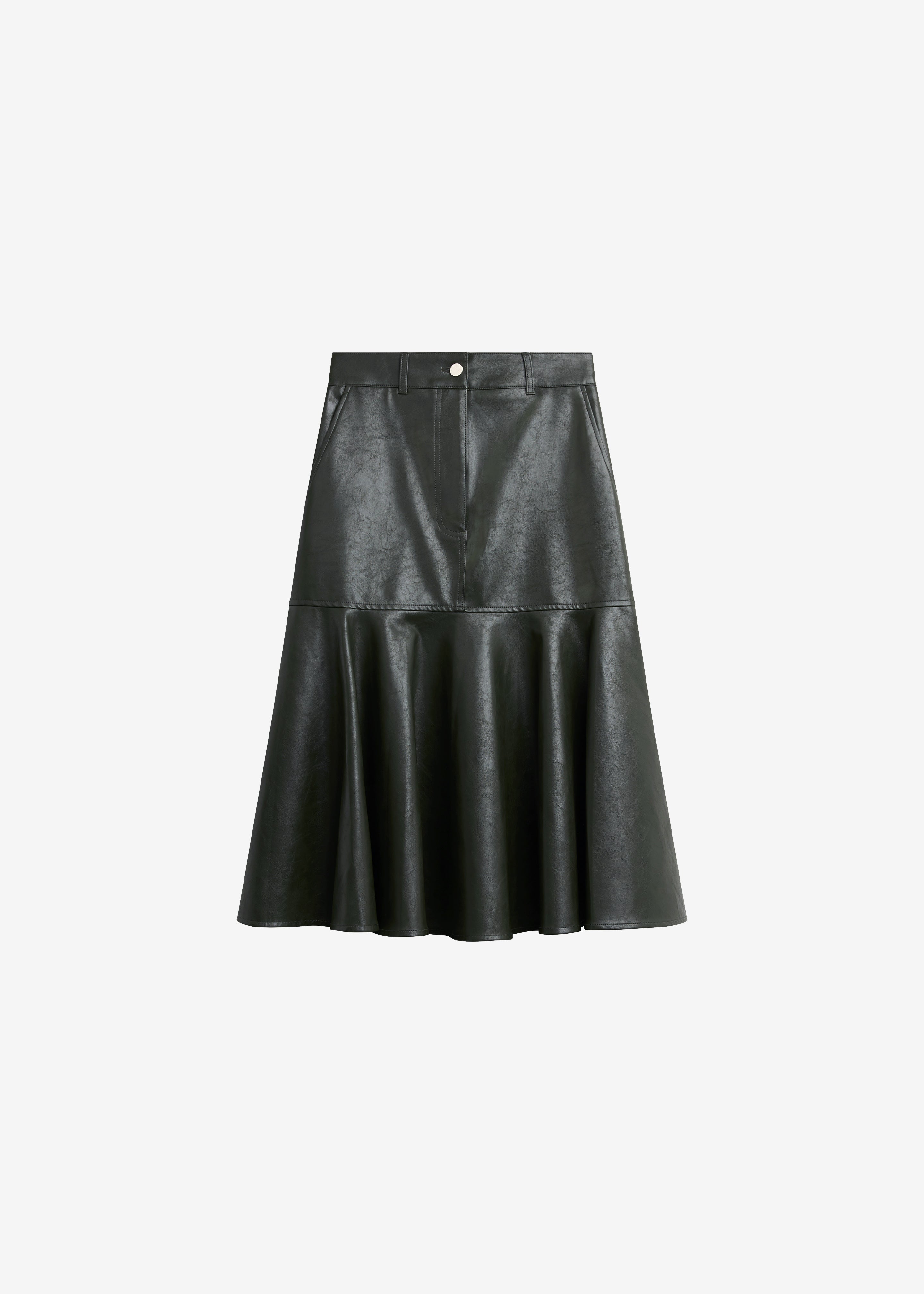 Arvika Faux Leather Mermaid Skirt - Dark Olive - 7