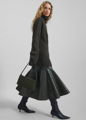 Arvika Faux Leather Mermaid Skirt - Dark Olive