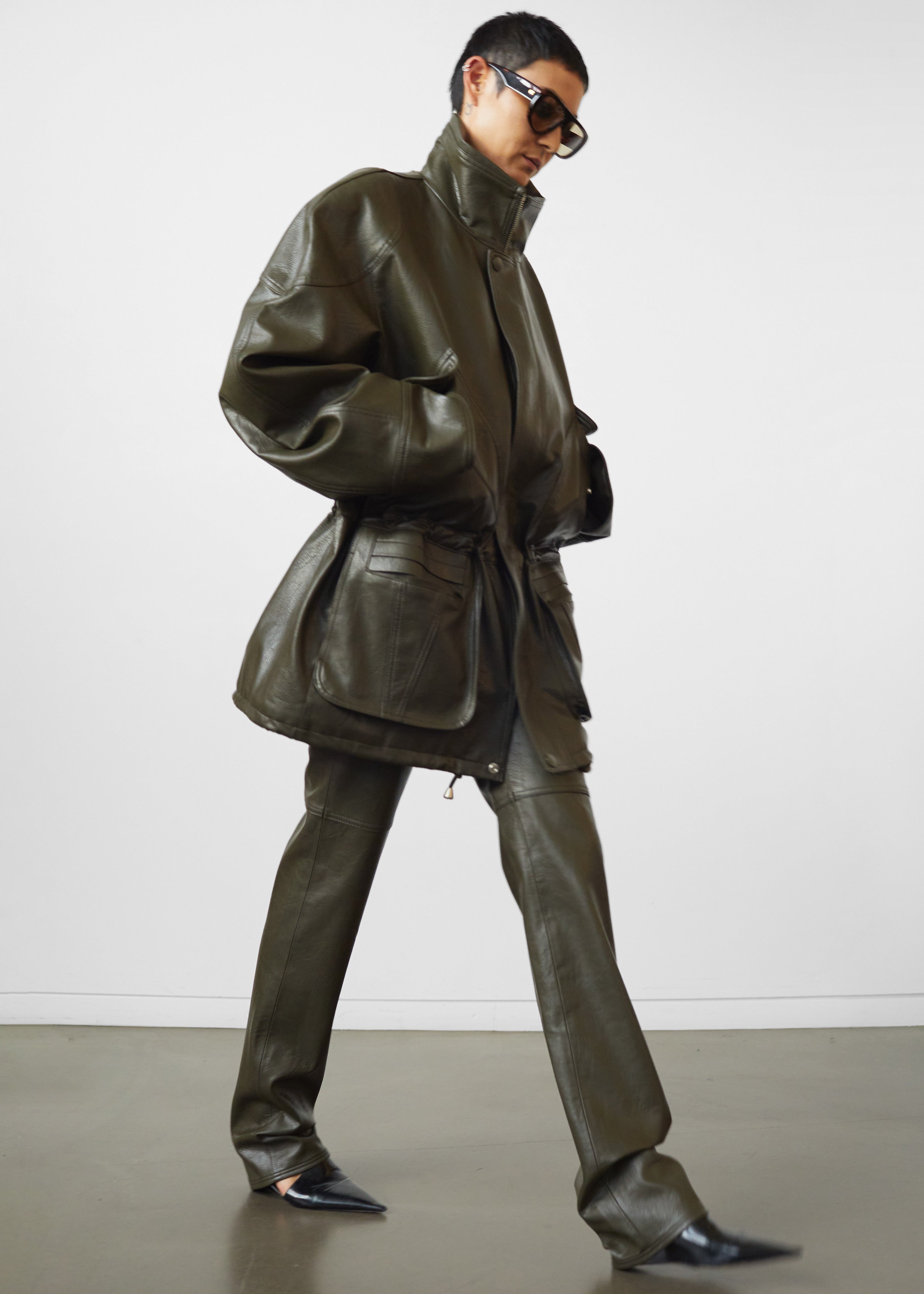 Ascona Faux Leather Jacket - Dark Olive – The Frankie Shop Europe