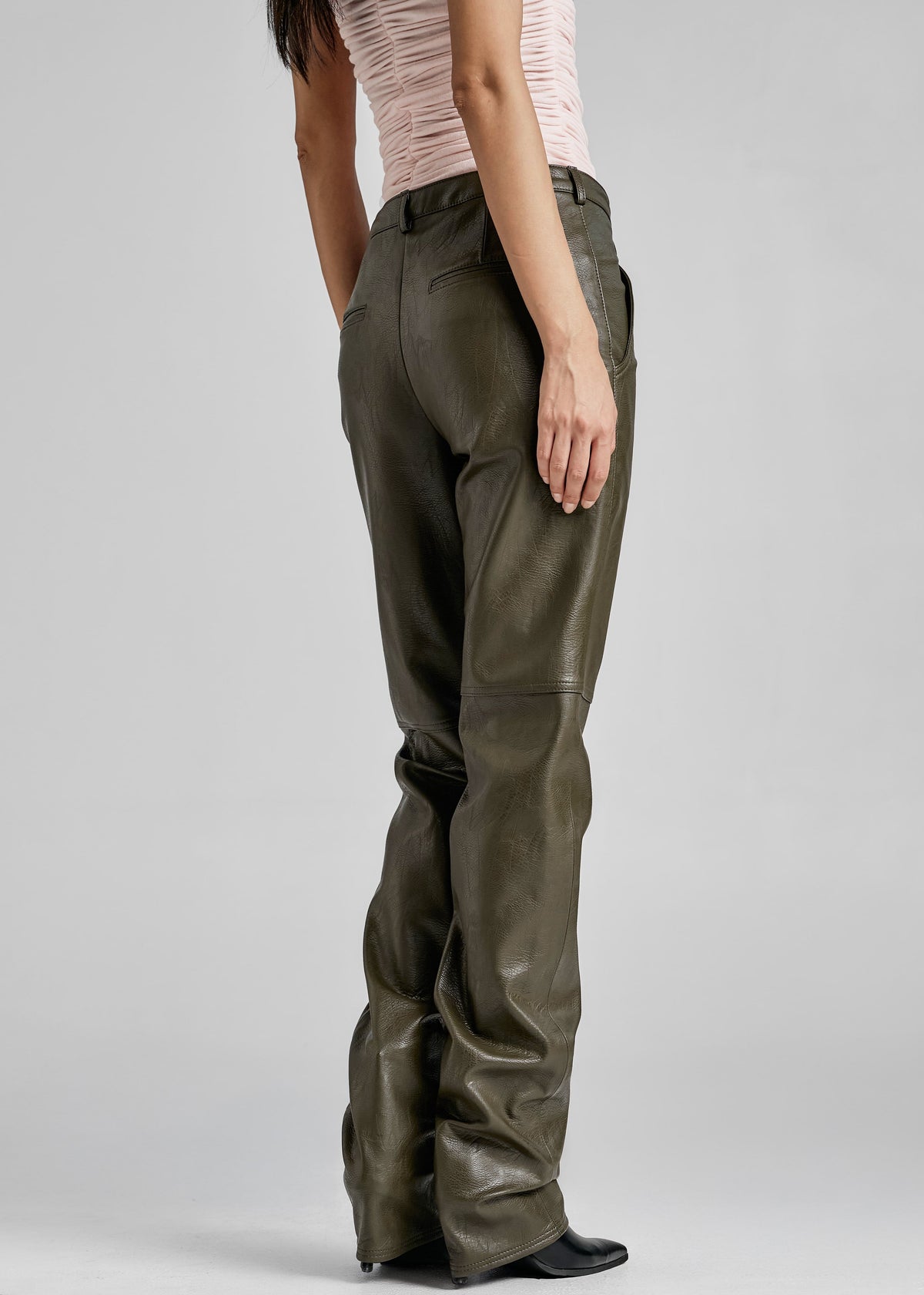 Ascona Faux Leather Pants - Dark Olive - 12