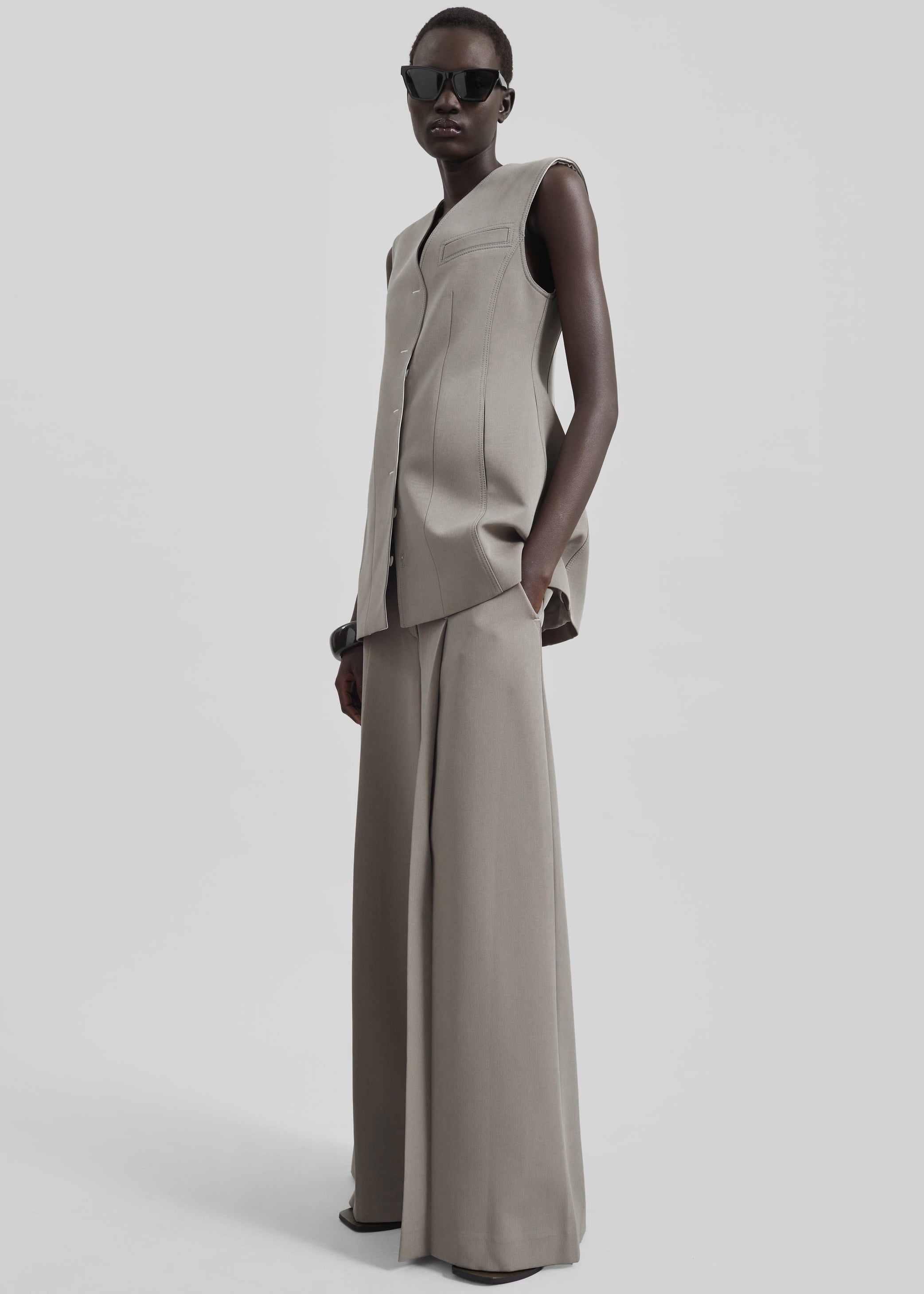 Shop the look image for Ashbury Wide Trousers - Taupe