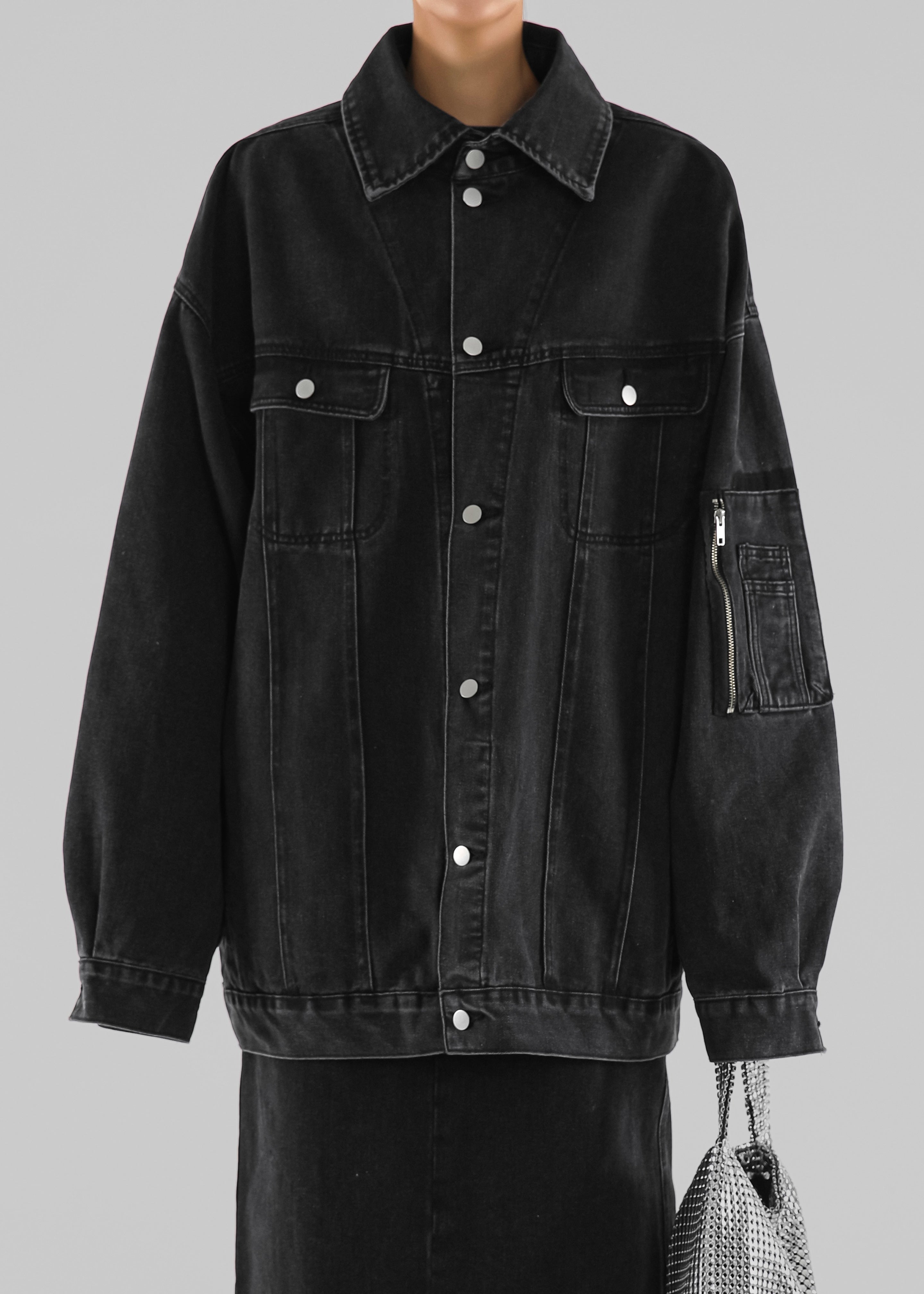 Black jean jacket in store best sale