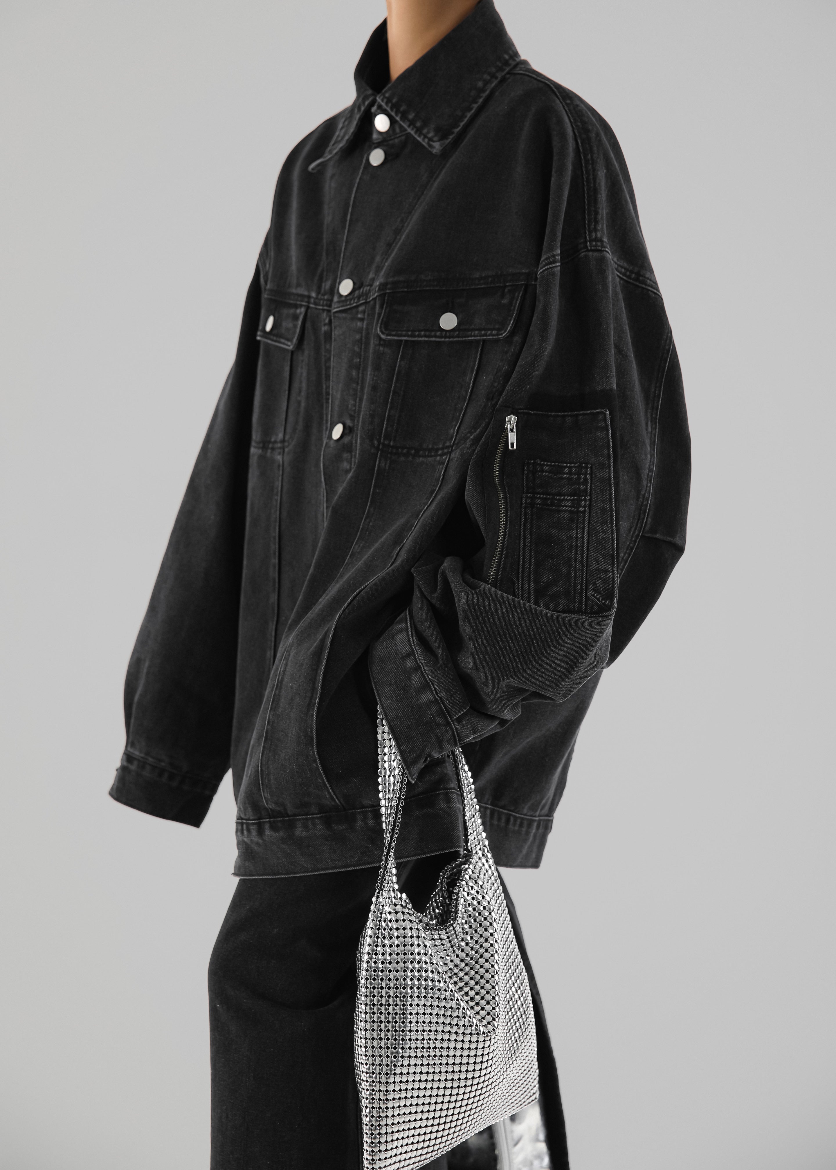 Ashford Oversized Denim Jacket - Black Wash - 2