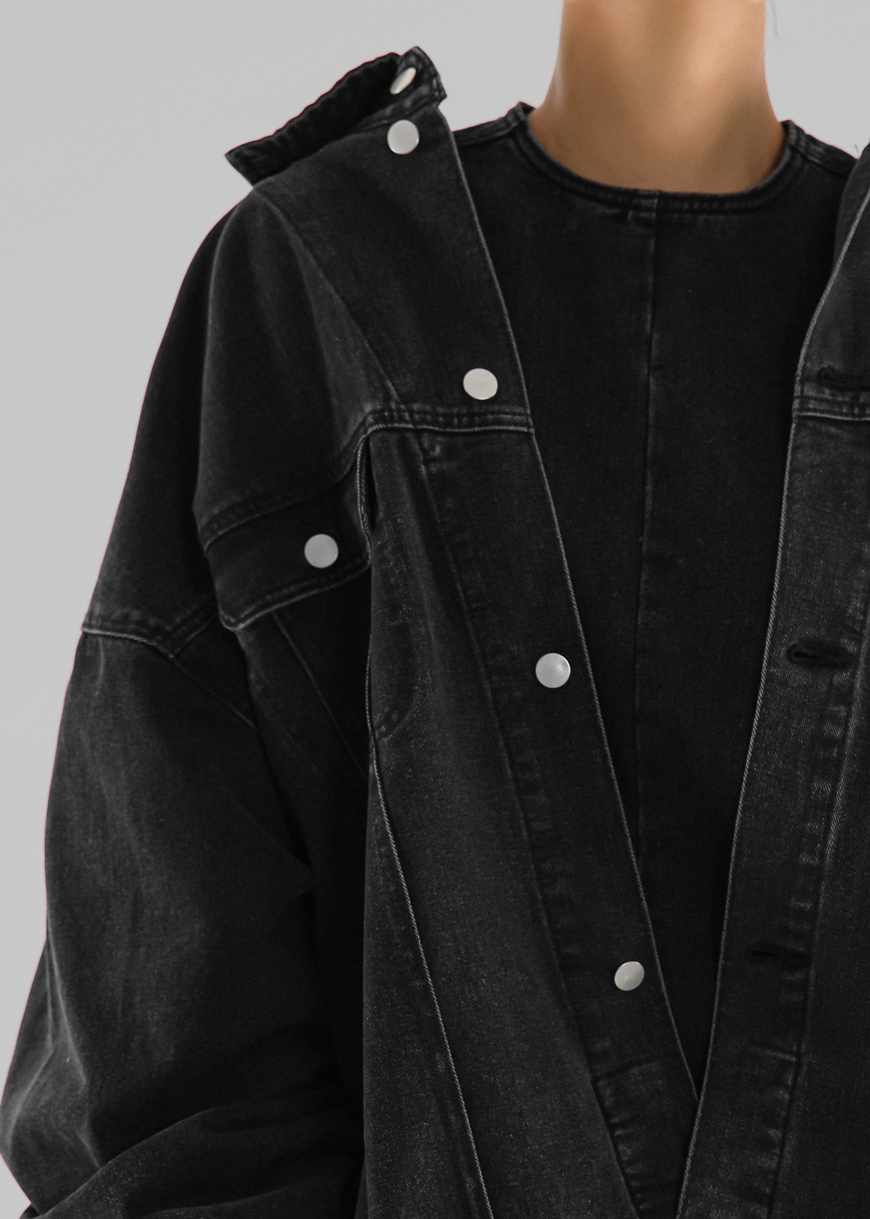 Ashford Oversized Denim Jacket - Black Wash - 8