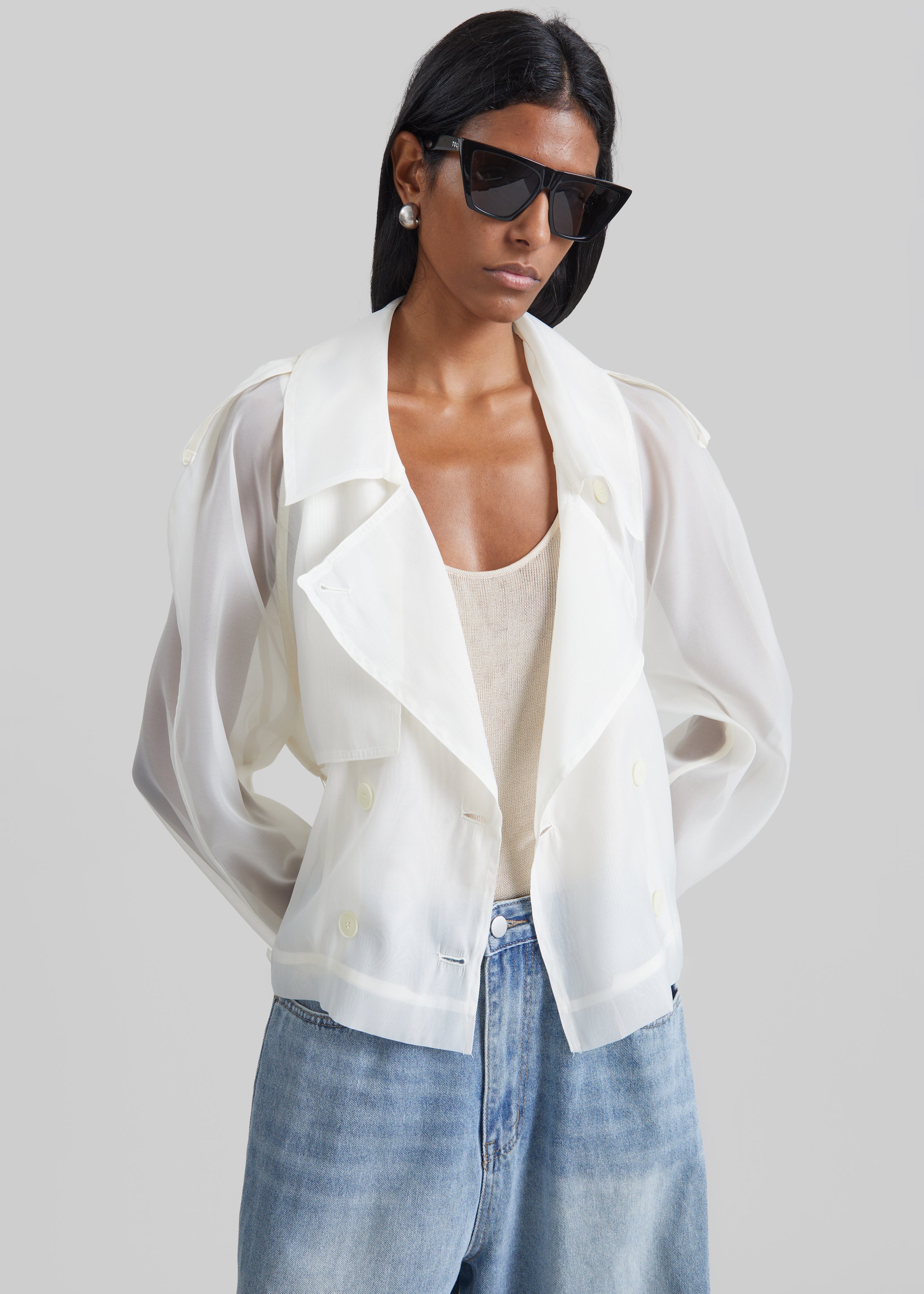 Asola Sheer Short Trench - Ivory - 4