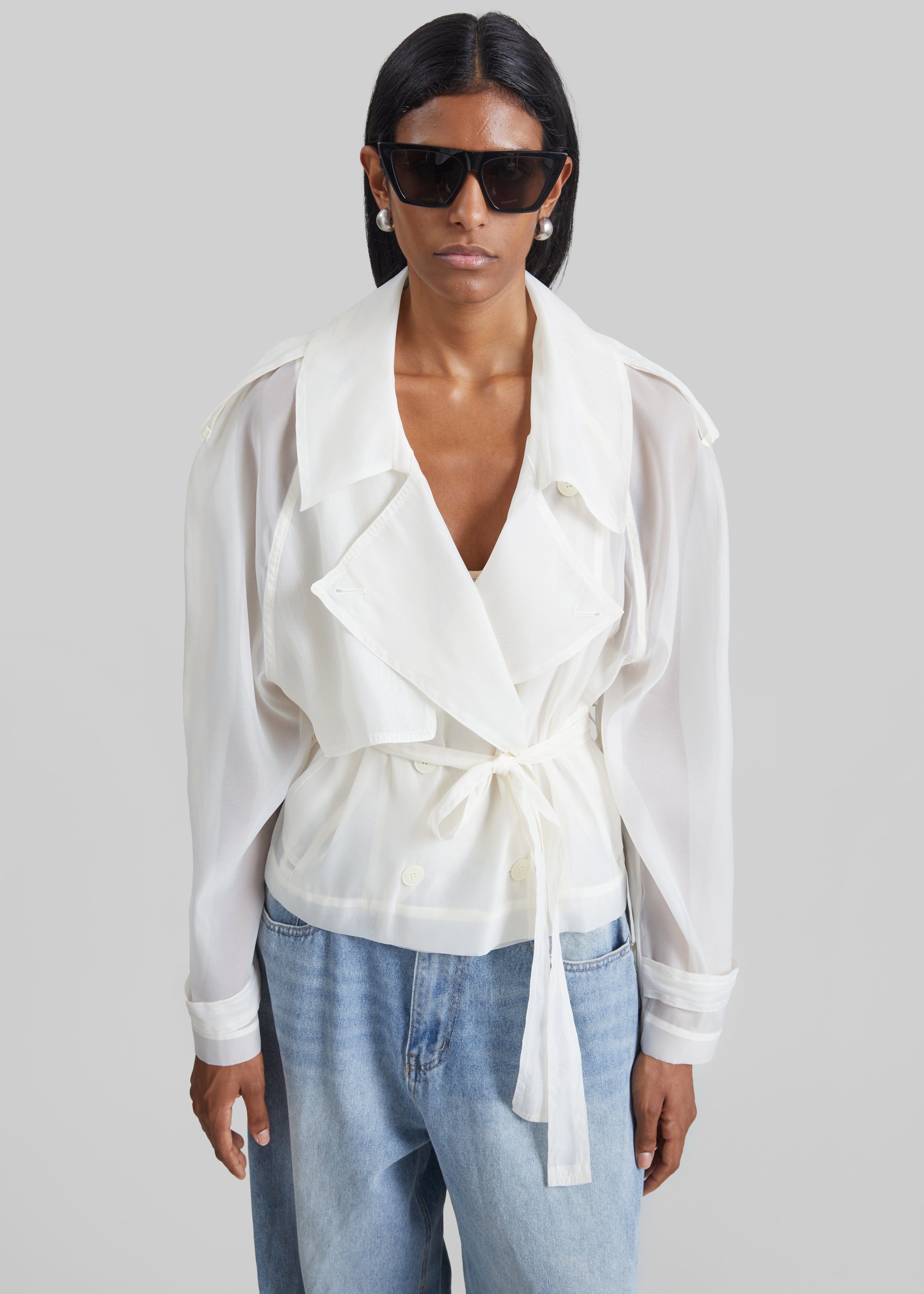 Asola Sheer Short Trench - Ivory - 2