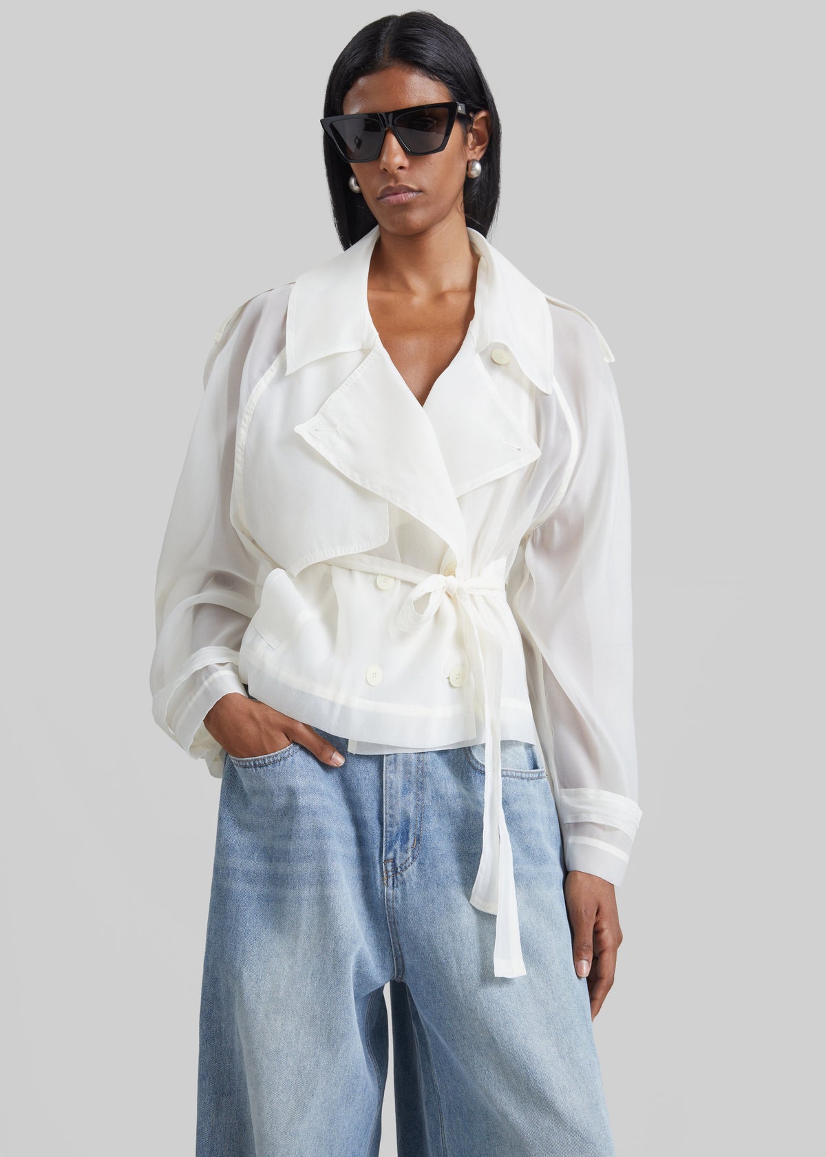 Asola Sheer Short Trench - Ivory - 6