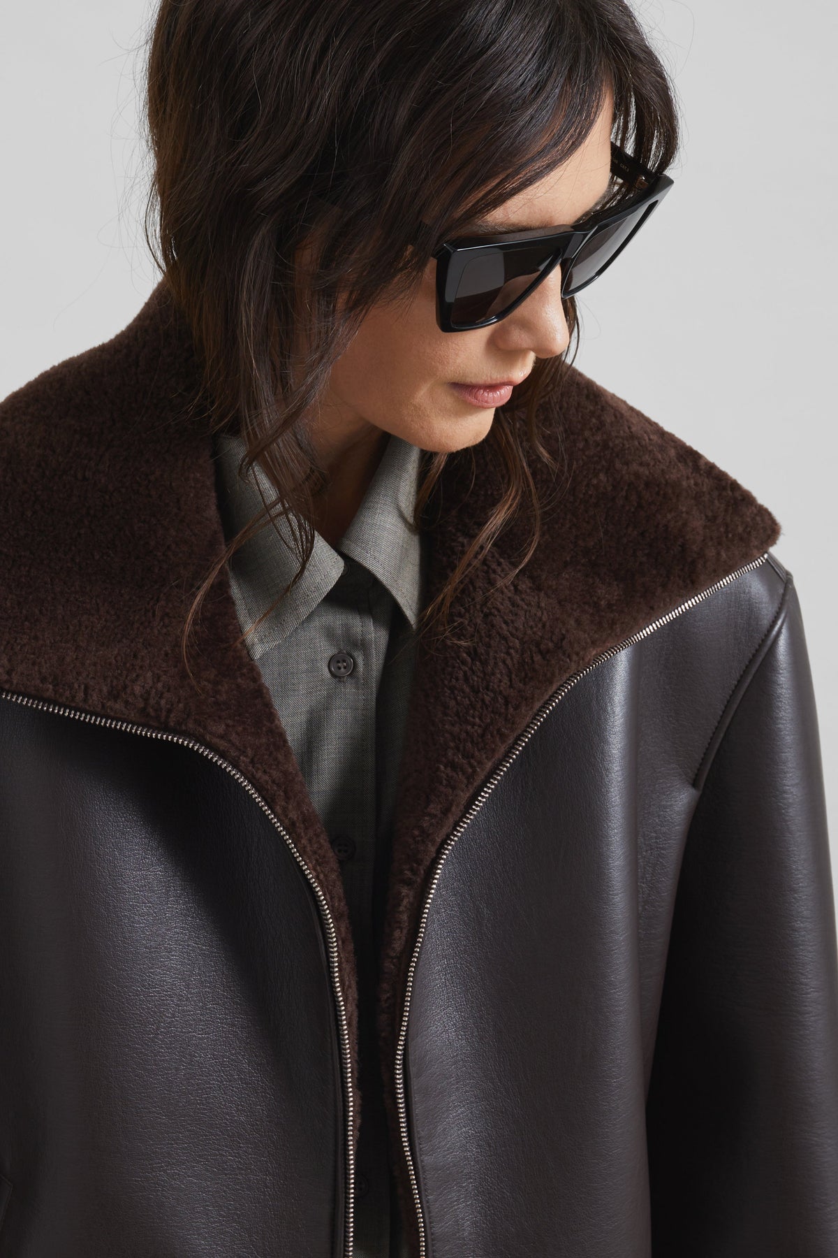 Aspen Faux Leather Jacket - Brown - 7