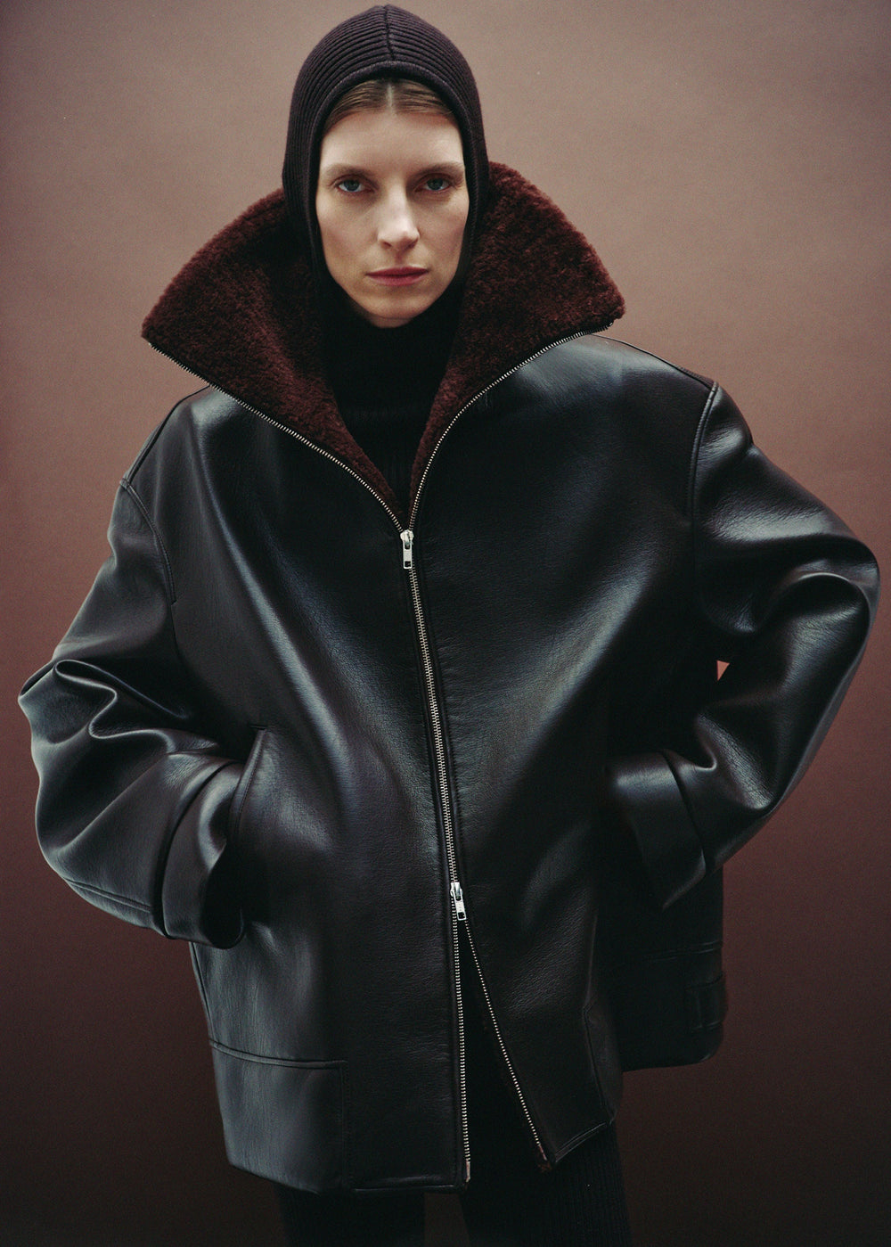 Aspen Faux Leather Jacket - Brown