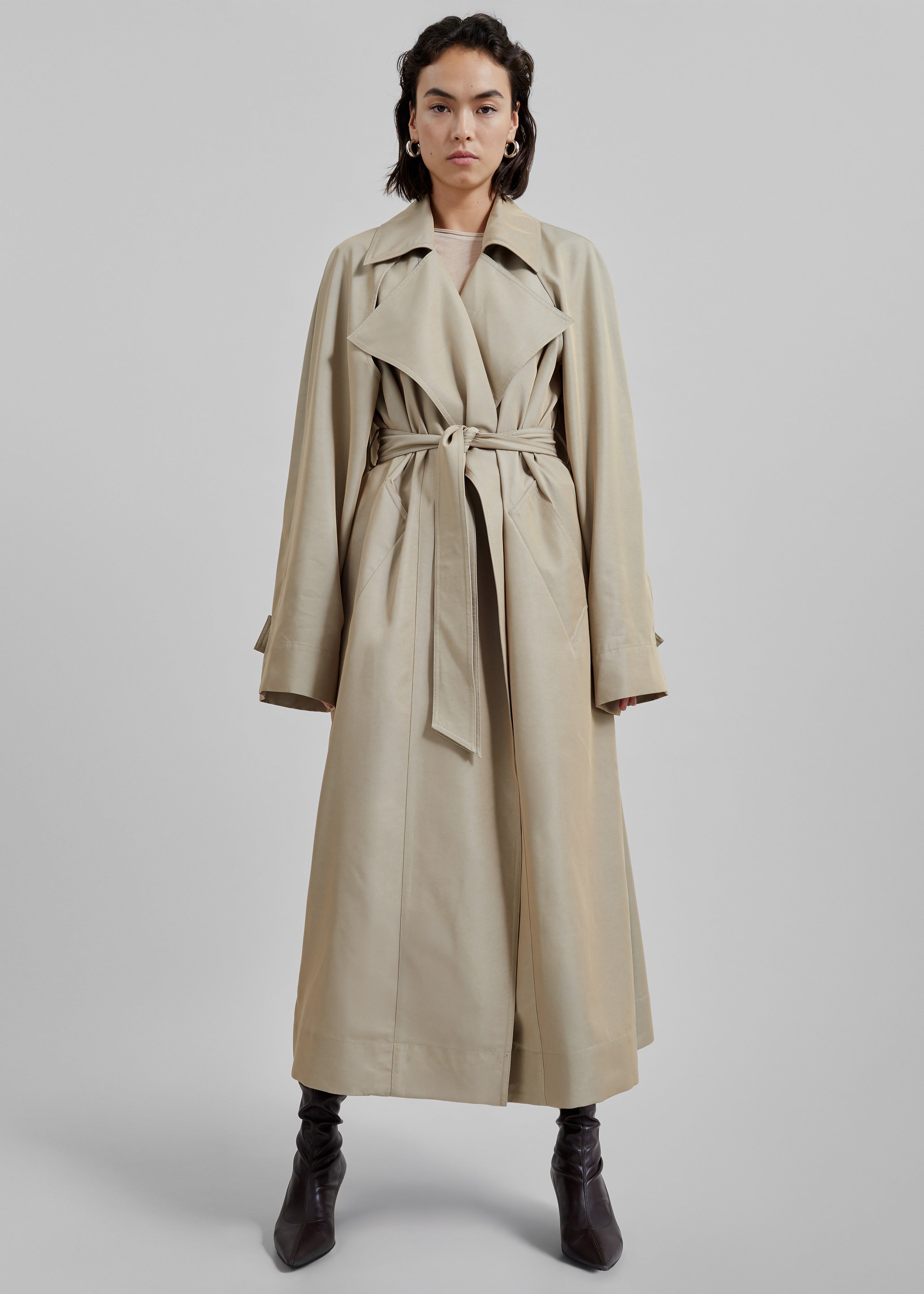 Astoria Cut-Out Raglan Sleeve Trench Coat - Beige - 8