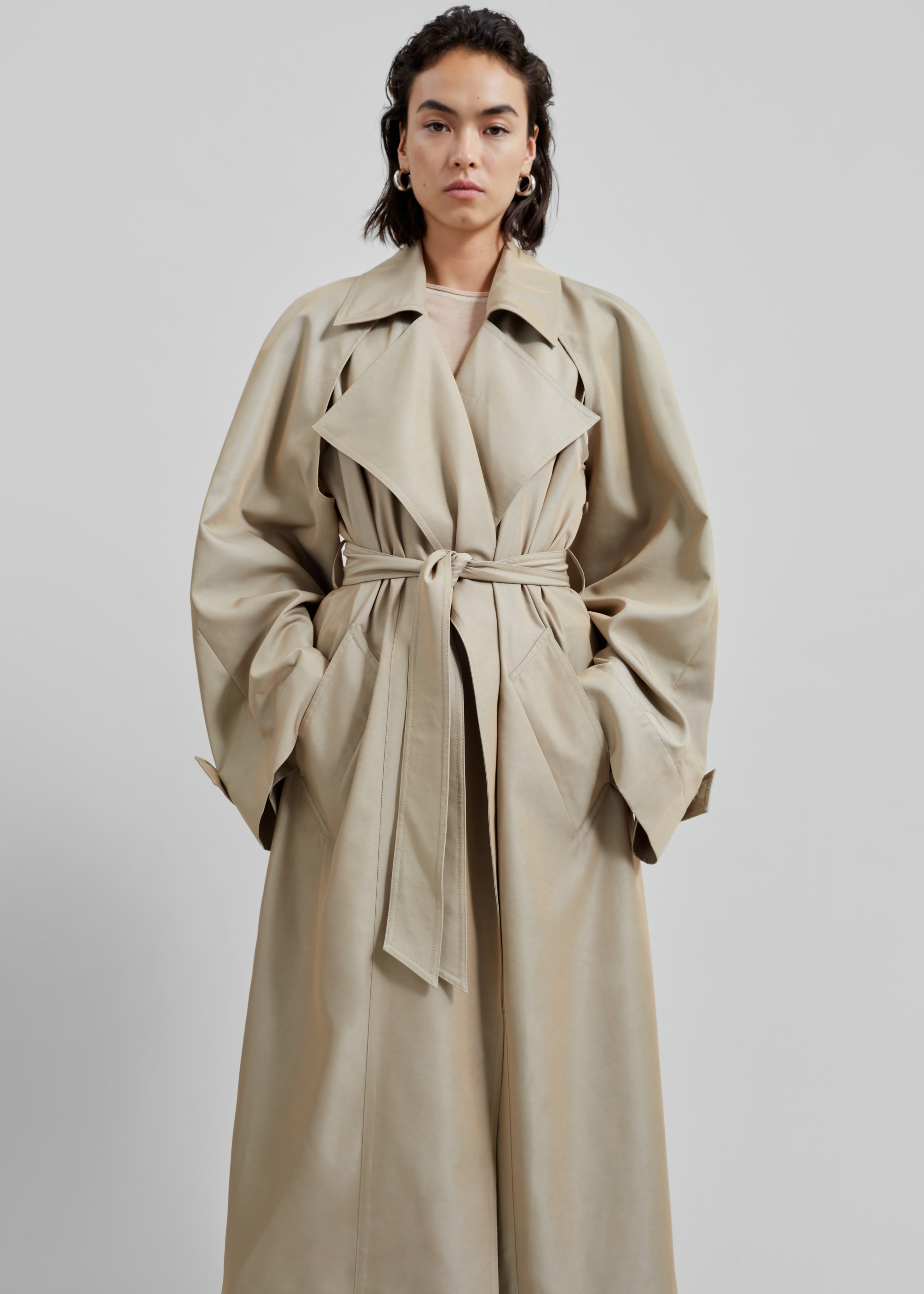 Astoria Cut-Out Raglan Sleeve Trench Coat - Beige - 9