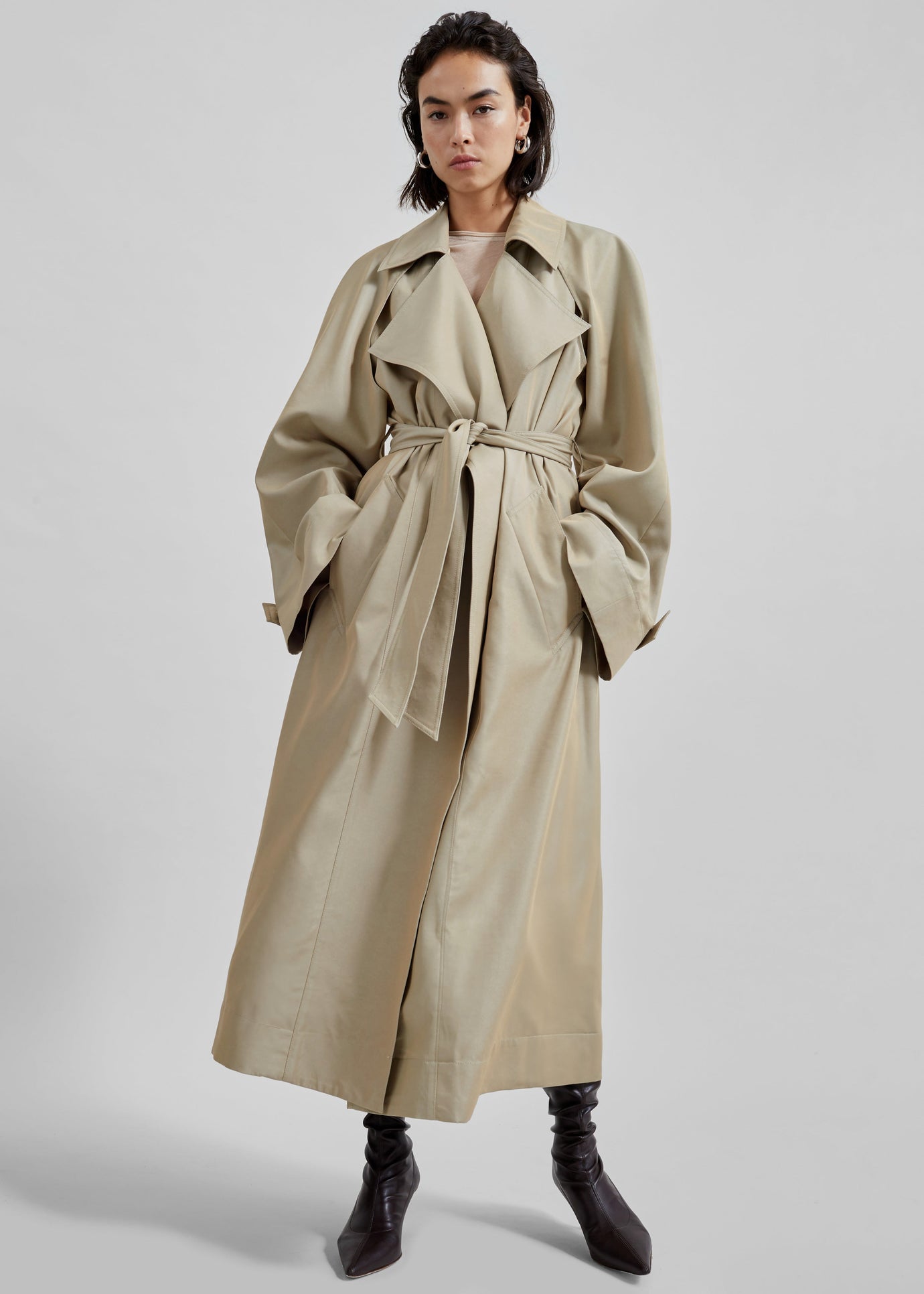 Astoria Cut-Out Raglan Sleeve Trench Coat - Beige